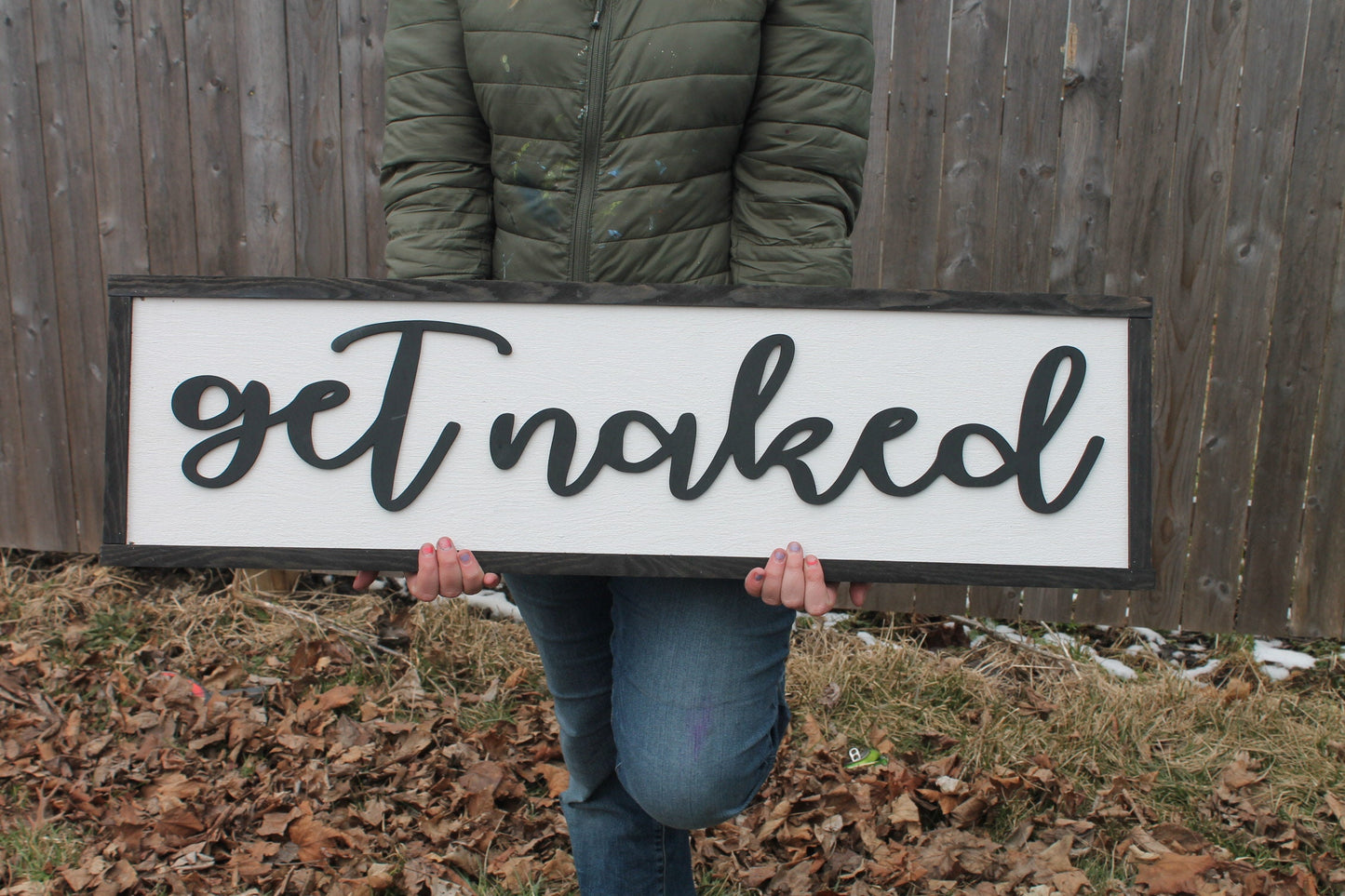 Get Naked Wood Sign, Bathroom Sign, Shower Decor, Bath, Raised Text, Decor, Large, Over Sized, Rustic, Primitive, Shabby Chic, 3D