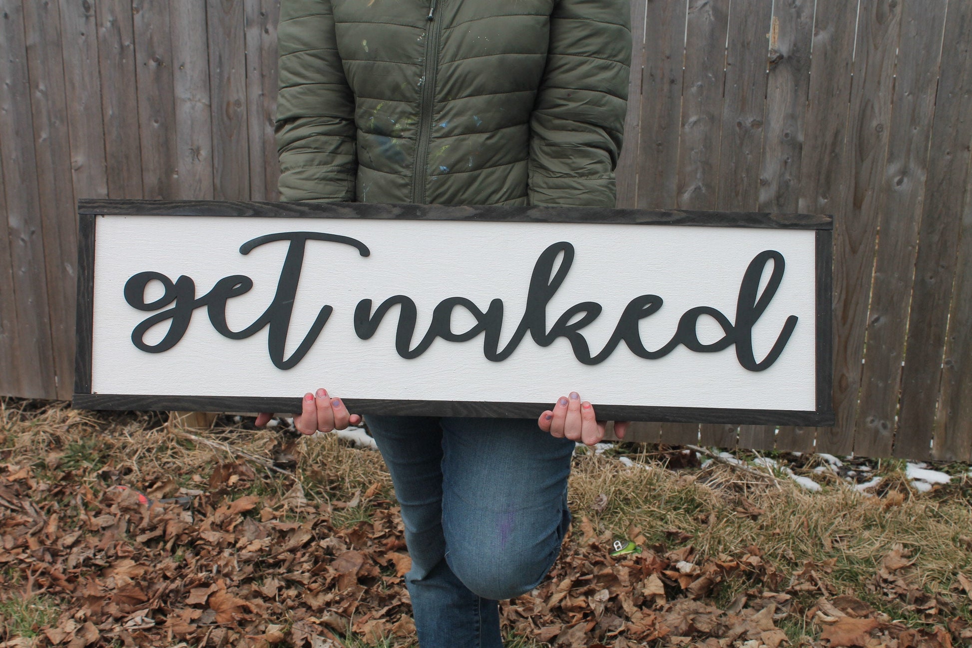 Get Naked Wood Sign, Bathroom Sign, Shower Decor, Bath, Raised Text, Decor, Large, Over Sized, Rustic, Primitive, Shabby Chic, 3D