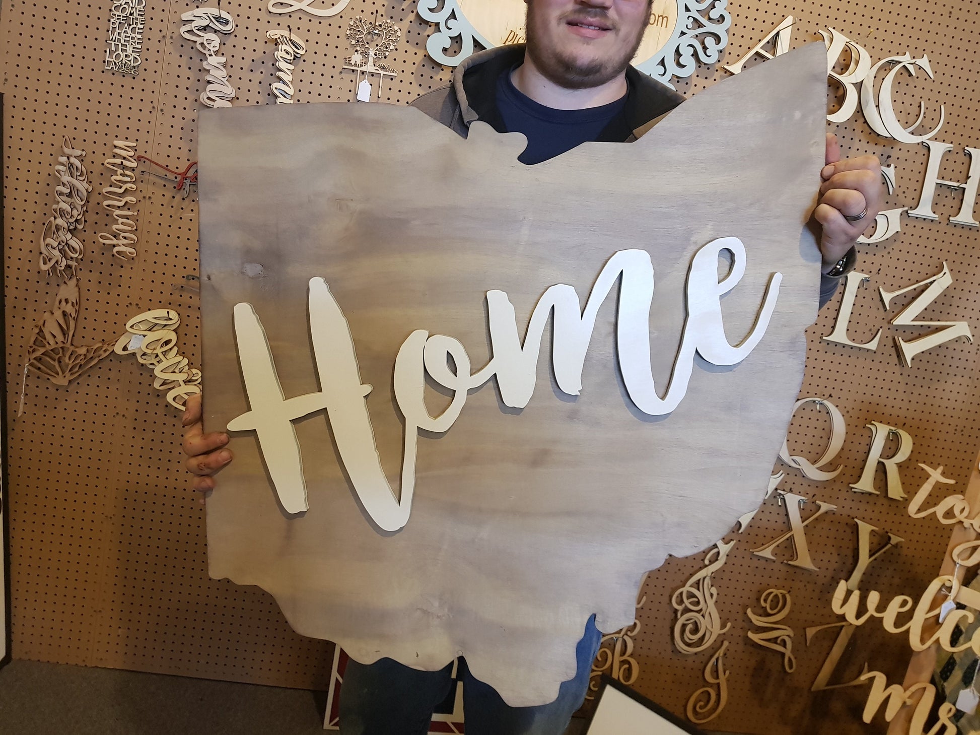 Ohio State Wood Sign, Home Sign, Raised Letters, Over Sized, Large State Sign, Your State, Custom, Cutout, Wooden, Wood, Extra Large
