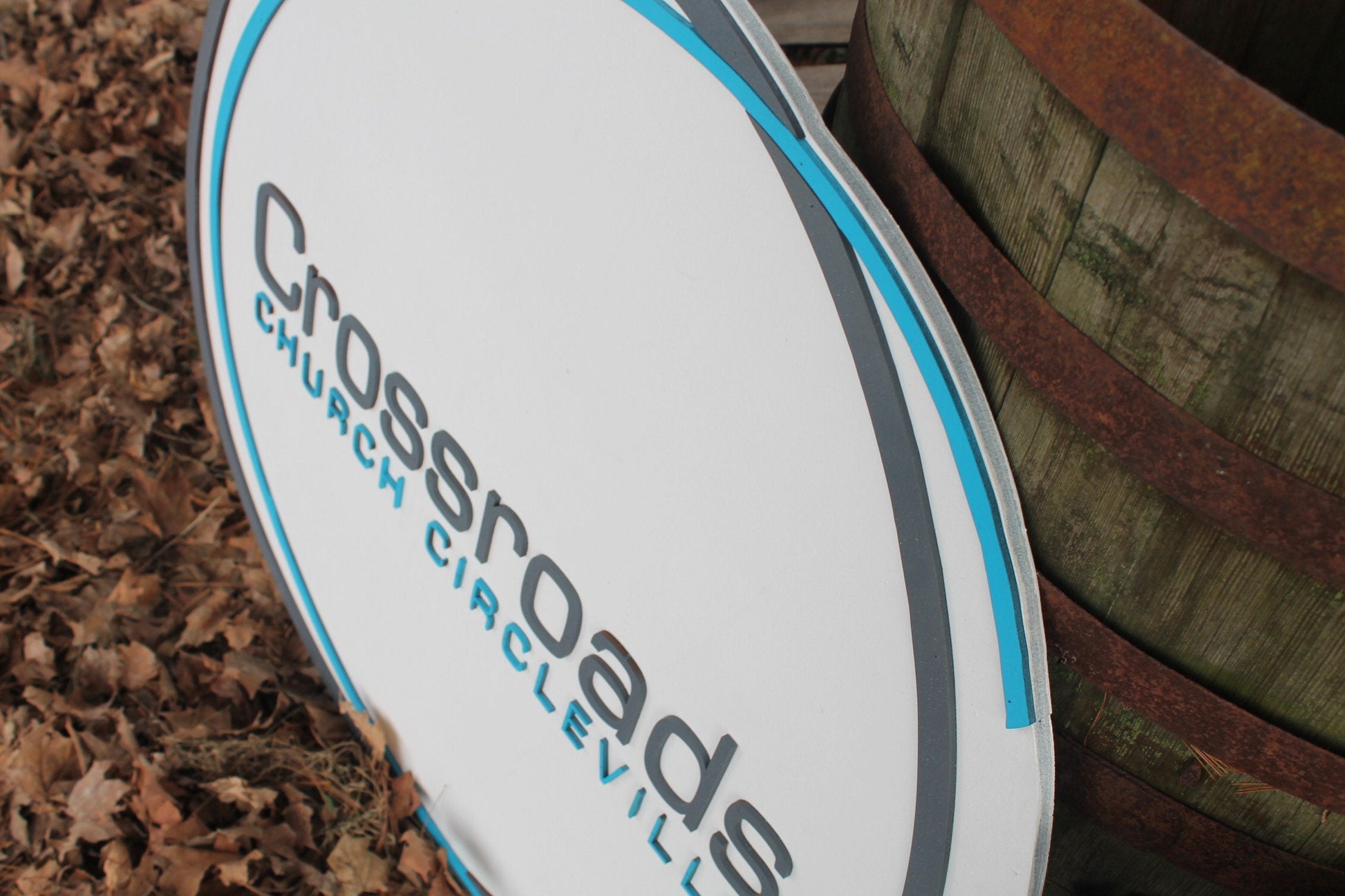 Custom Round Church Business Commerical Signage Made To Order Crossroads Ministry Store Front Small Business Sign Logo Circle Wooden 3D