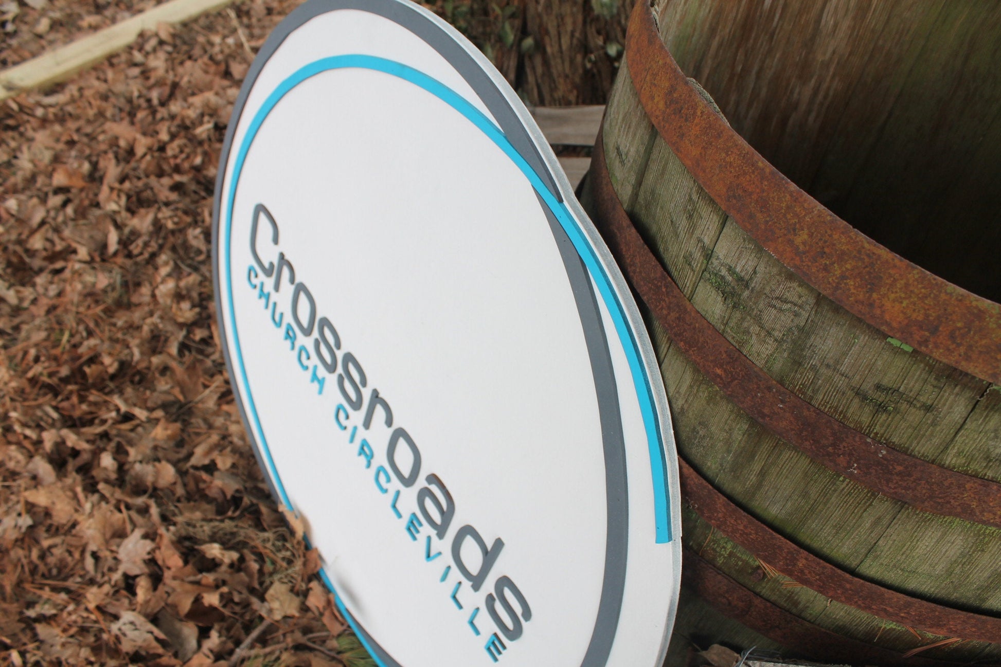 Custom Round Church Business Commerical Signage Made To Order Crossroads Ministry Store Front Small Business Sign Logo Circle Wooden 3D