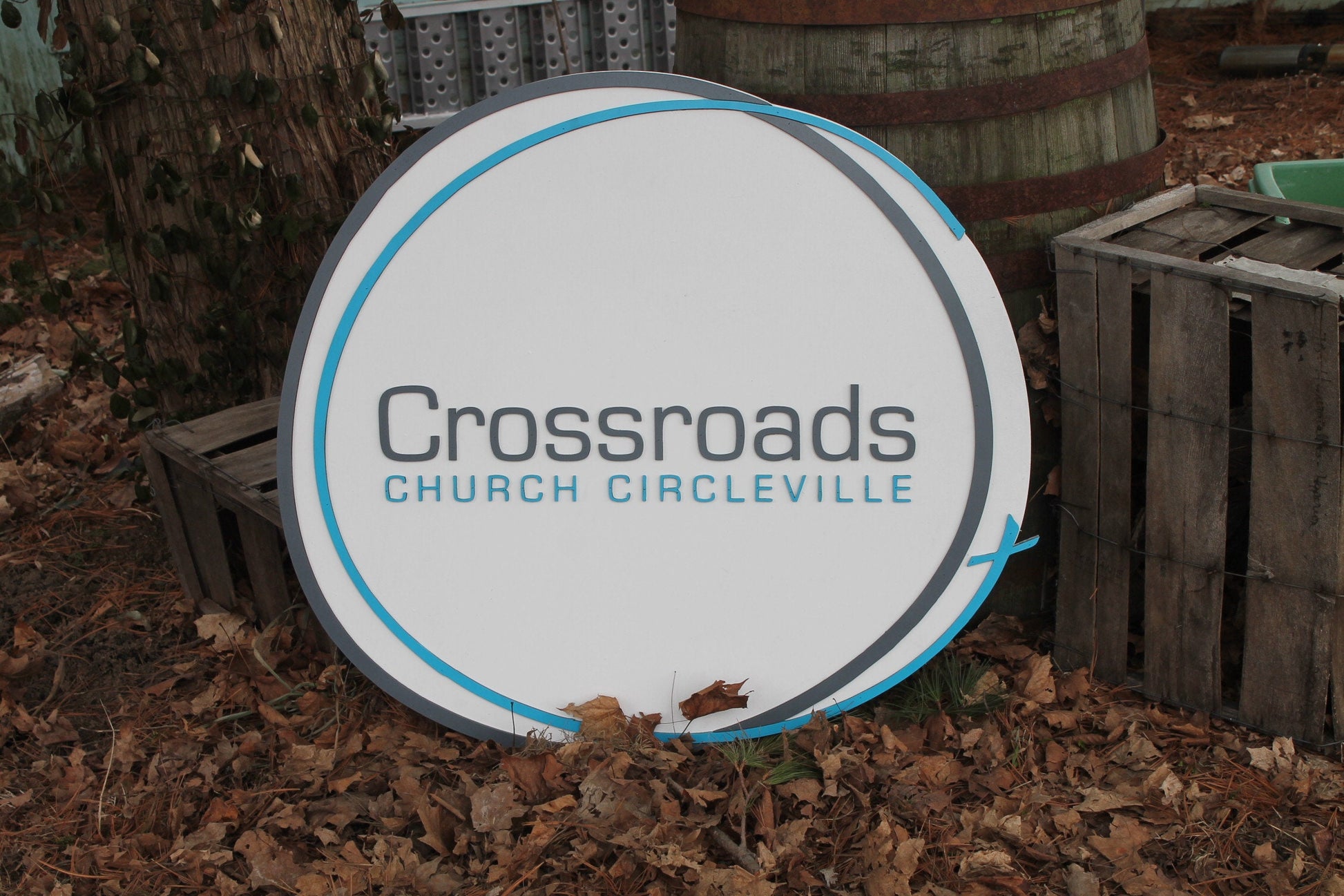 Custom Round Church Business Commerical Signage Made To Order Crossroads Ministry Store Front Small Business Sign Logo Circle Wooden 3D