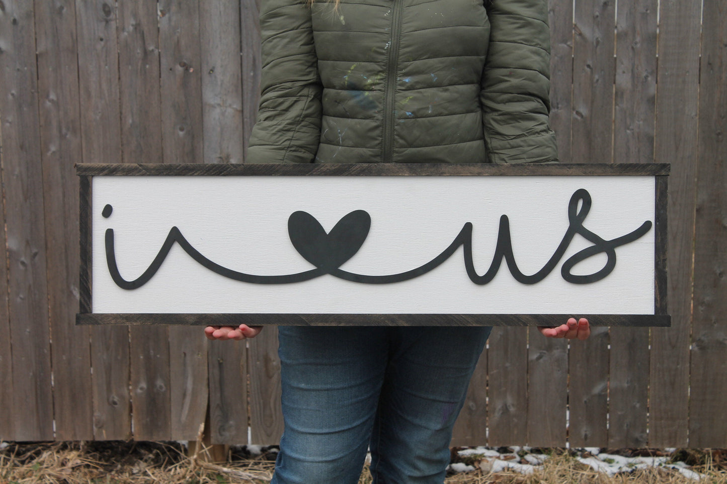 I Love Us Sign Raised Text Script I Heart Us Wood Sign Large Couch Living Room Sign Rustic Primitive Shabby Chic Text Unique Wedding gift