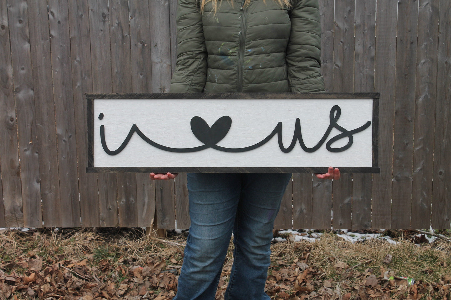 I Love Us Sign Raised Text Script I Heart Us Wood Sign Large Couch Living Room Sign Rustic Primitive Shabby Chic Text Unique Wedding gift