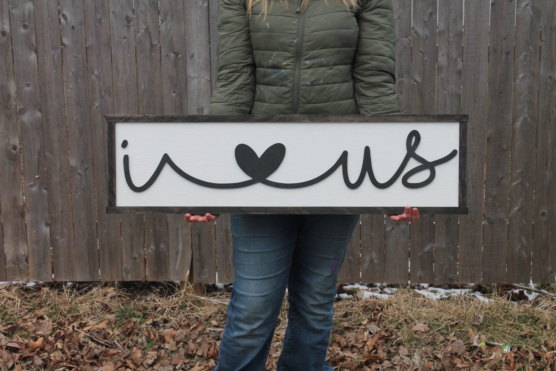 I Love Us Sign Raised Text Script I Heart Us Wood Sign Large Couch Living Room Sign Rustic Primitive Shabby Chic Text Unique Wedding gift
