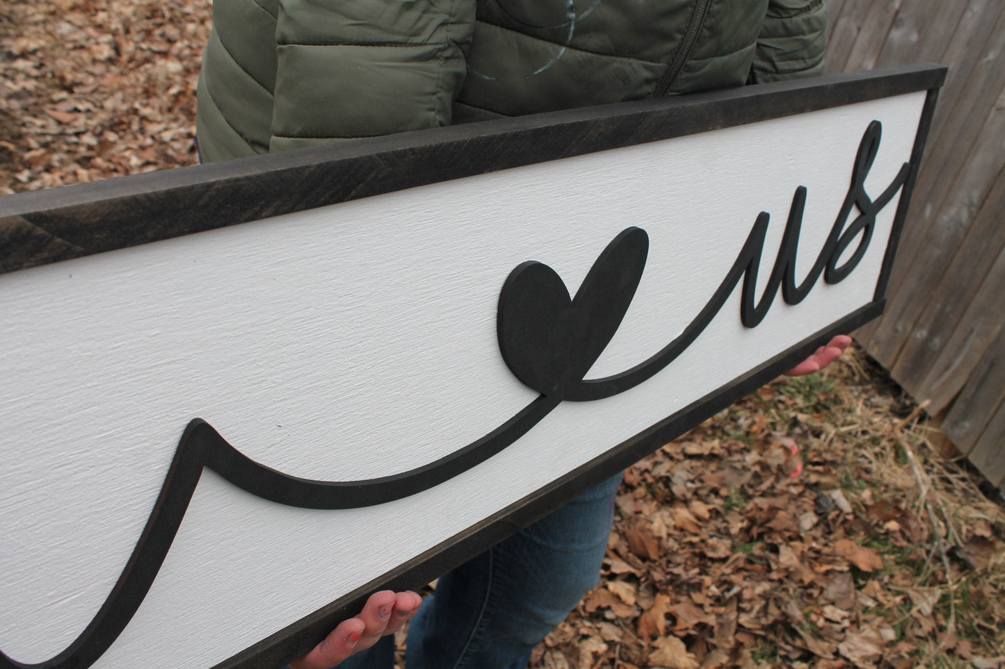 I Love Us Sign Raised Text Script I Heart Us Wood Sign Large Couch Living Room Sign Rustic Primitive Shabby Chic Text Unique Wedding gift