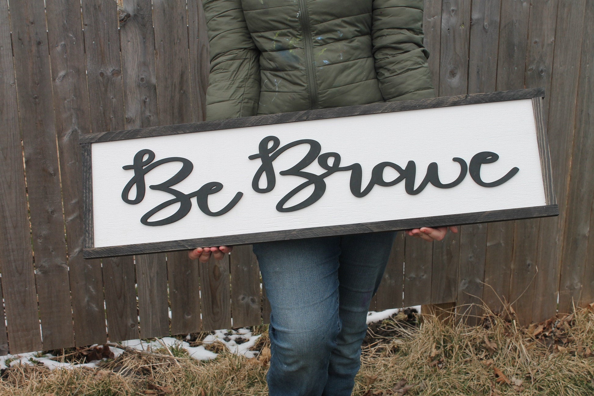 Be Brave Nursery Sign Raised Text Wood Sign Adventure Travel Large Over Sized Rustic Primitive Shabby Chic 3D Script Over the Crib