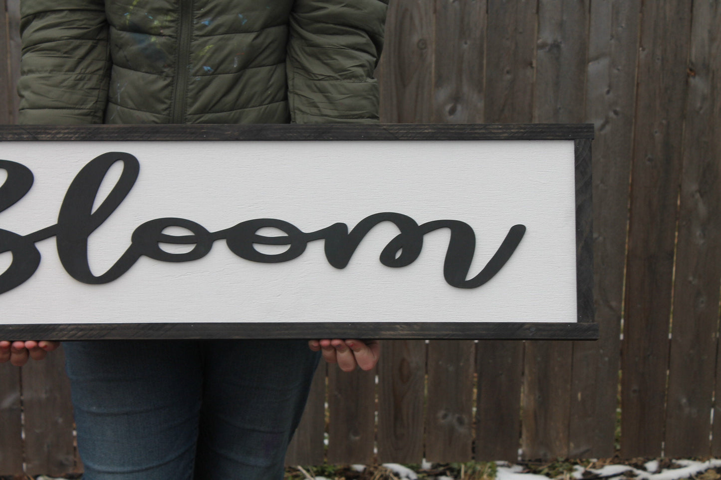Bloom Wood Sign, Raised Text, Floral, Encouraging, Couch Sign, Large, Over Sized Rustic, Primitive, Shabby Chic, 3D, Country Living