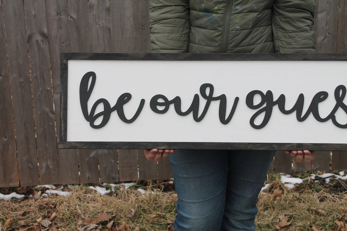 Be Our Guest Wood Sign, Raised Text, Guest Room Decor, Couch Sign, Large, Over Sized Rustic, Primitive, Shabby Chic, 3D, Country Living