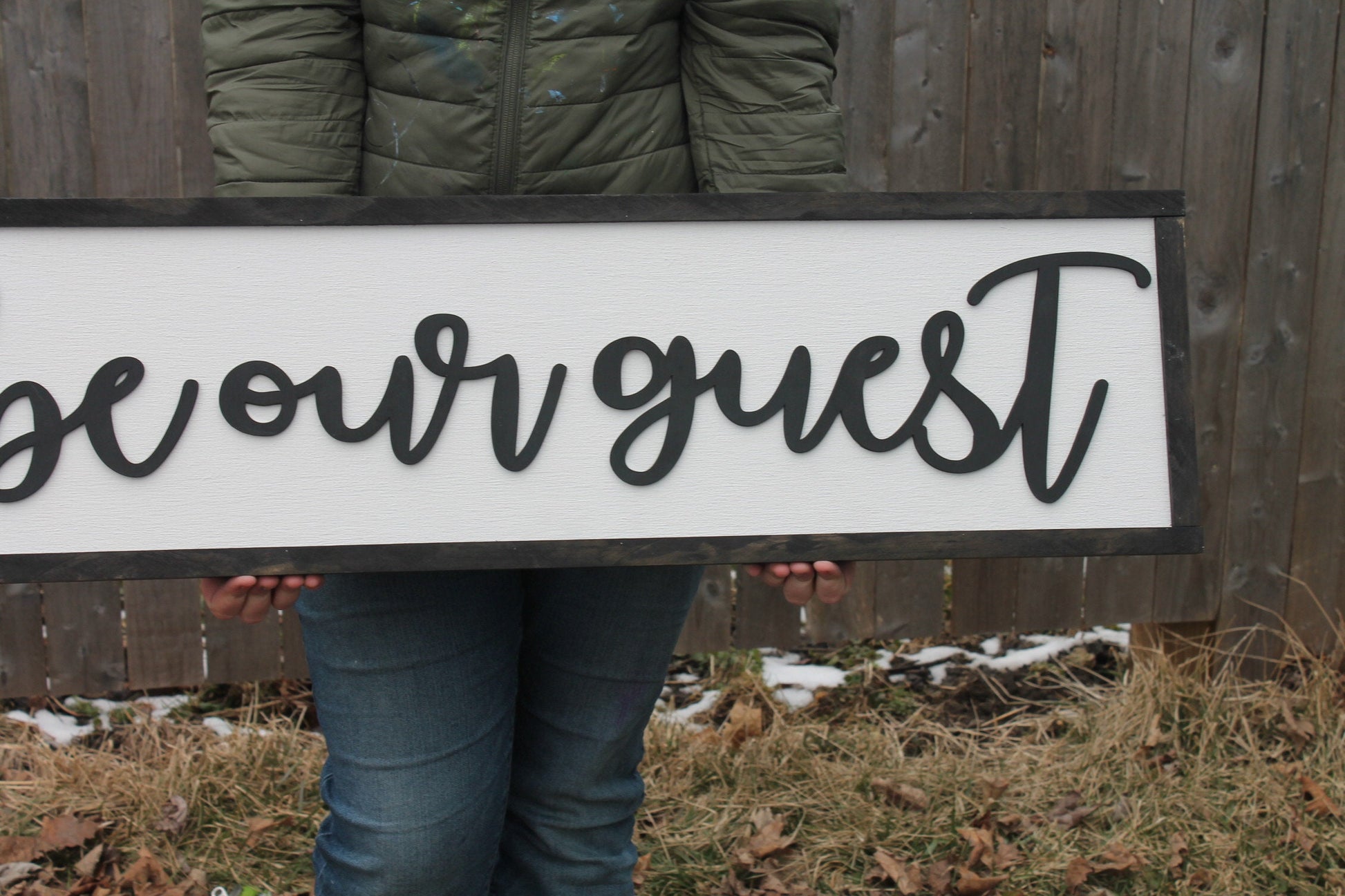 Be Our Guest Wood Sign, Raised Text, Guest Room Decor, Couch Sign, Large, Over Sized Rustic, Primitive, Shabby Chic, 3D, Country Living