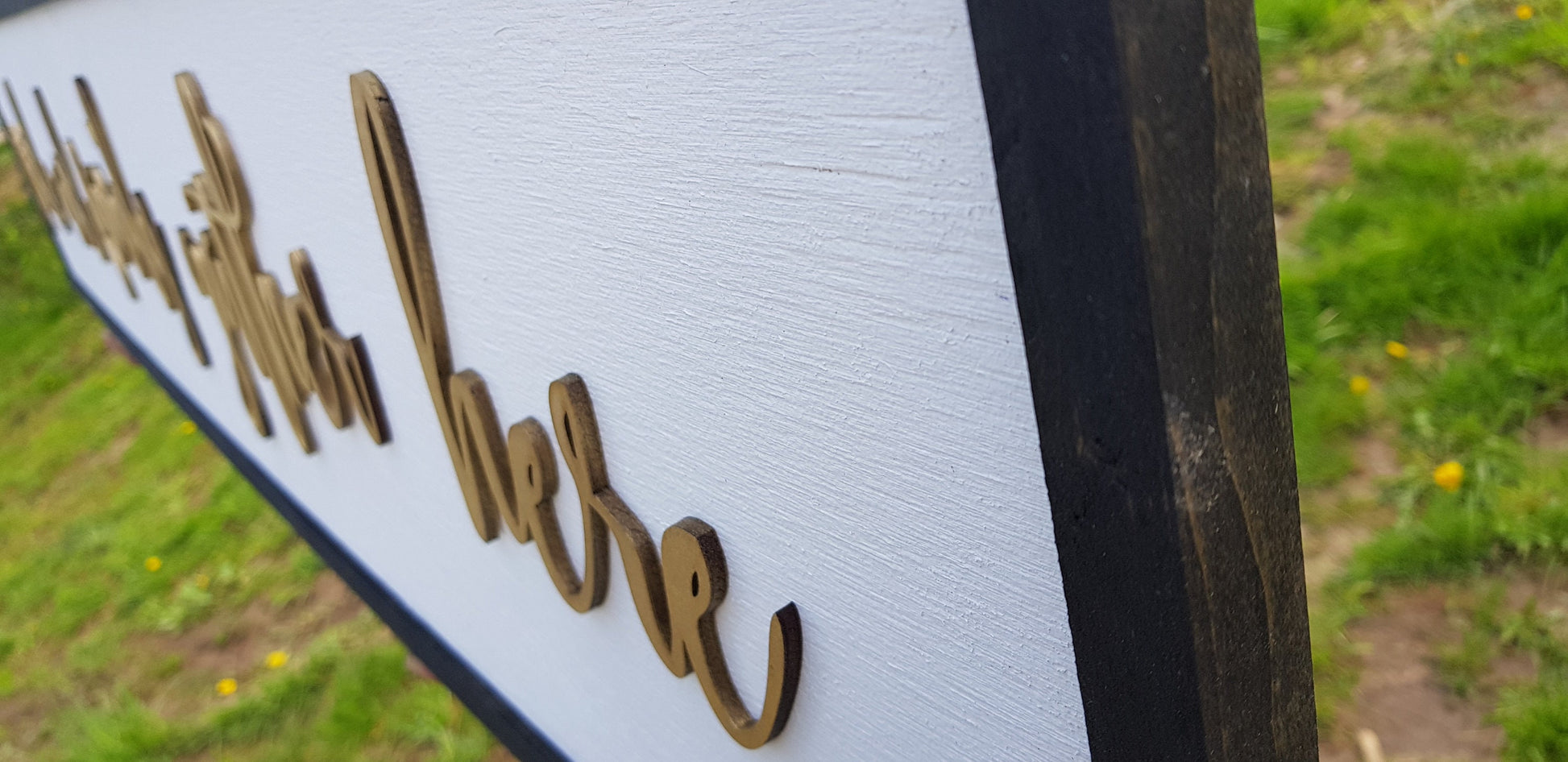 Large Wood Signage Dining Friends & Family Gold Gather Here Close Family Couch Sign Shabby Chic Raised Letter Over-sized 3D Kitchen Hostess