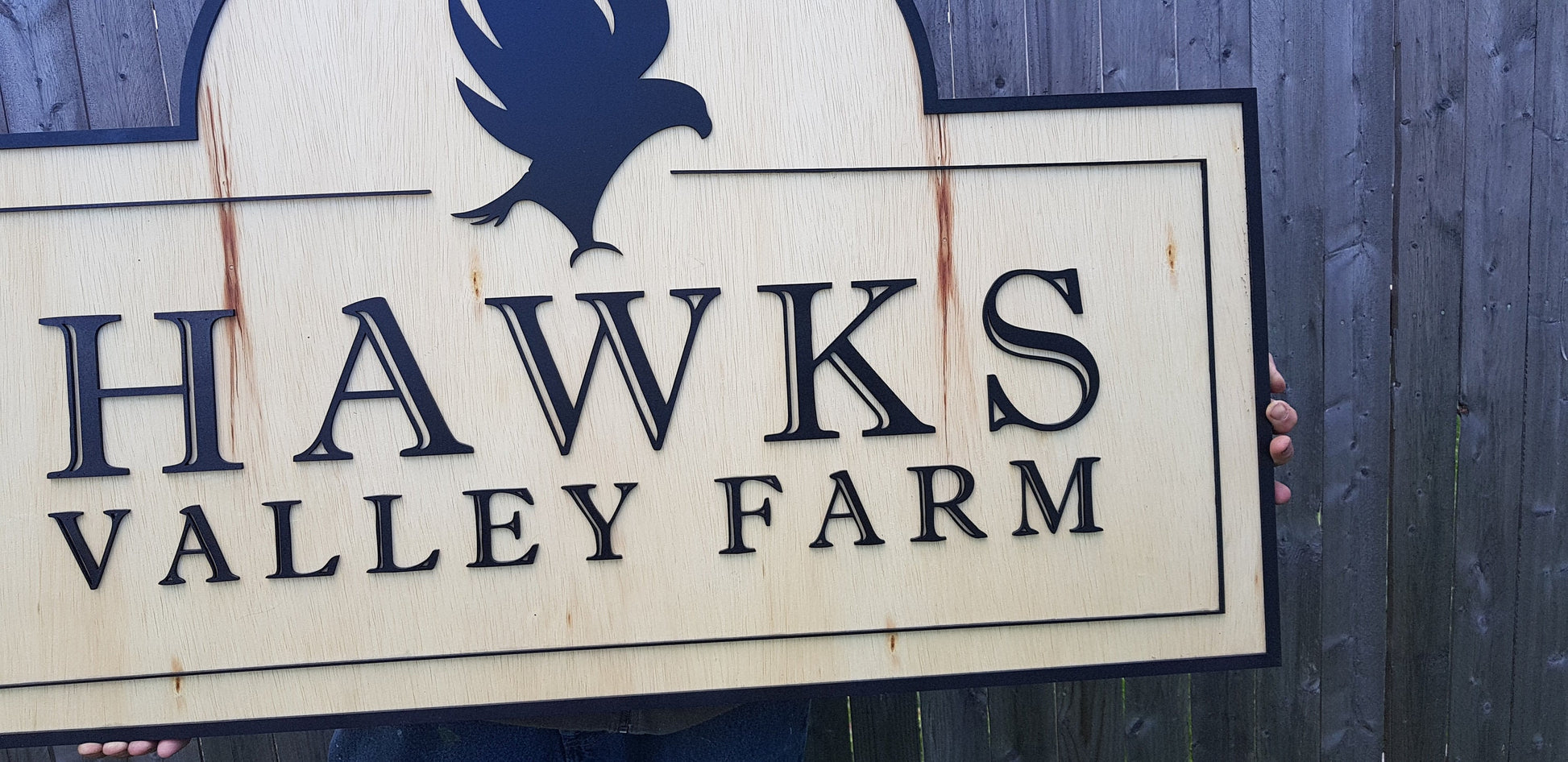 Large Custom Wooden Farm Sign Entrance Commerical Signage Logo Emblem Family Name Homestead Rustic Laser Cut Handmade Hawk Contour Business