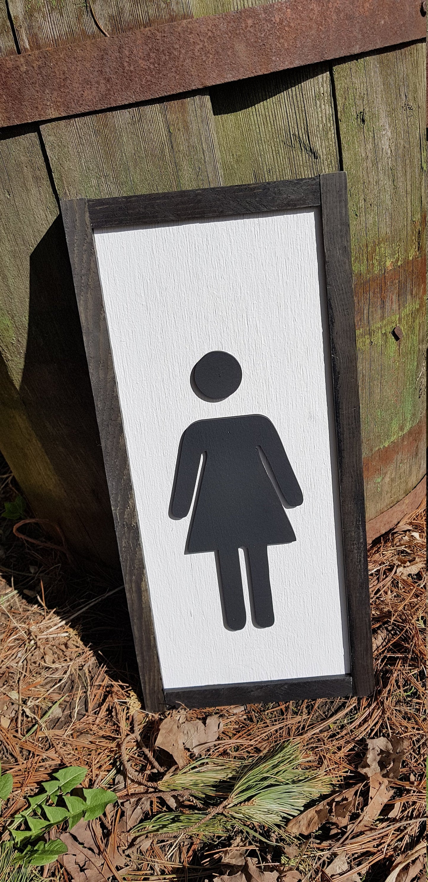 Ladies Room, Ladies Bathroom, Womans, Womens, Bath, Decor, Decoration, Wood Sig, 3D, Raised Symbol, Wood Frame, Shabby Chic, Rustic