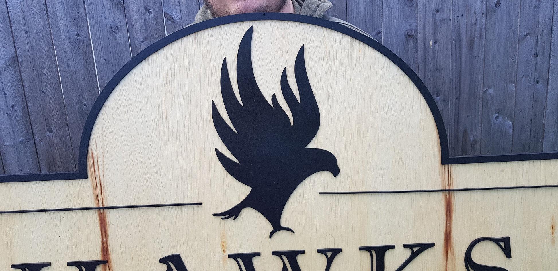 Large Custom Wooden Farm Sign Entrance Commerical Signage Logo Emblem Family Name Homestead Rustic Laser Cut Handmade Hawk Contour Business