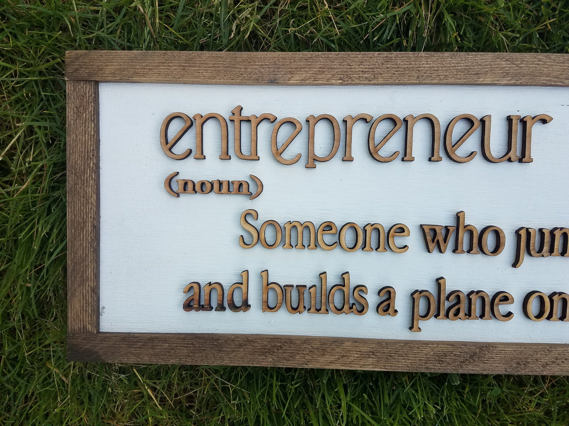 Entrepreneur Gift, Self Employed, Boss Gift, Small Business Owner, Business, Sign, 3D, Raised Text, Framed, White, Rustic
