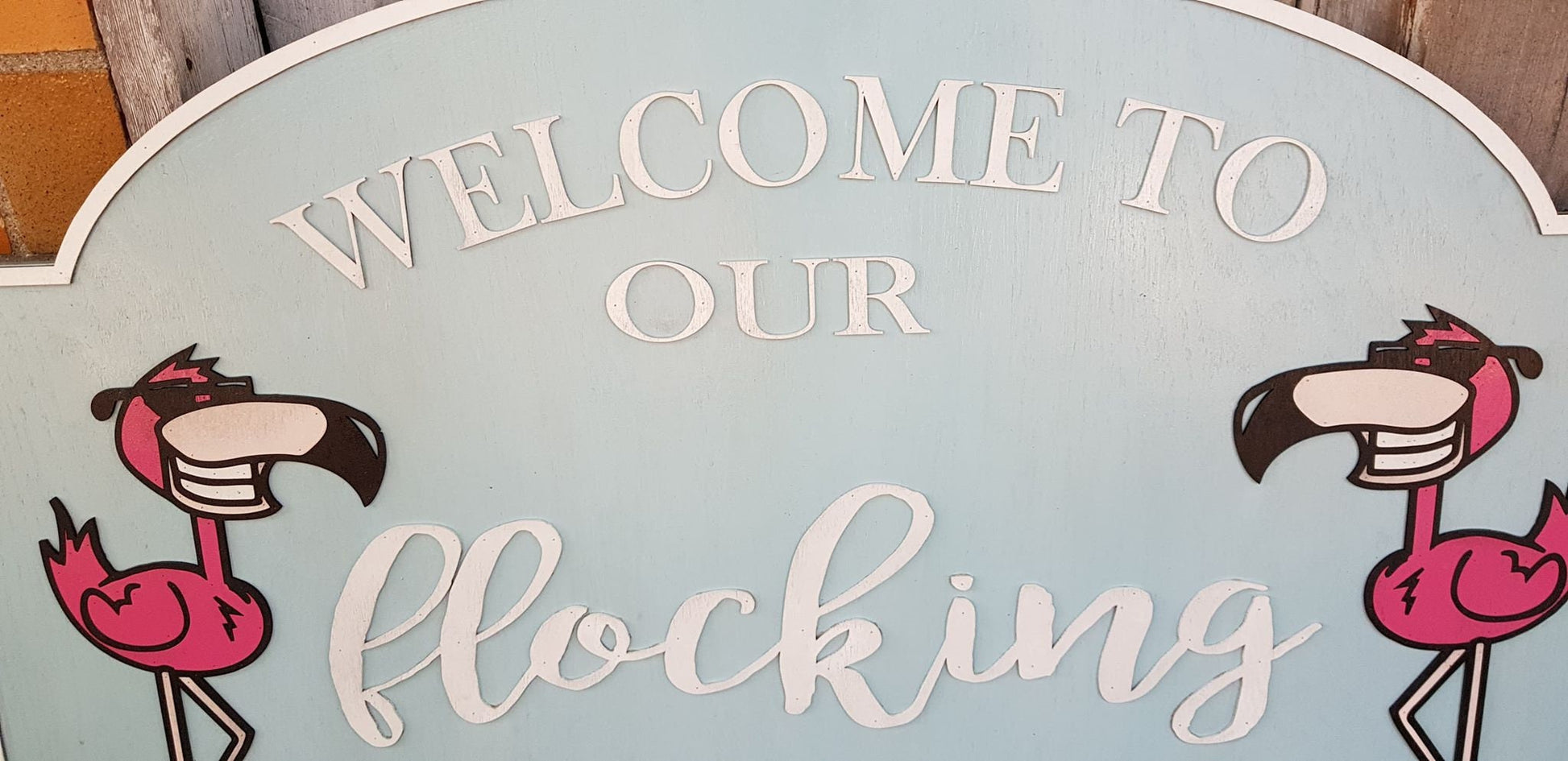 Beach House Sign Flamingo Entrance Sign Large Custom Sign Address Sign Welcome Sign Wood Laser Cut Out 3D Extra Large