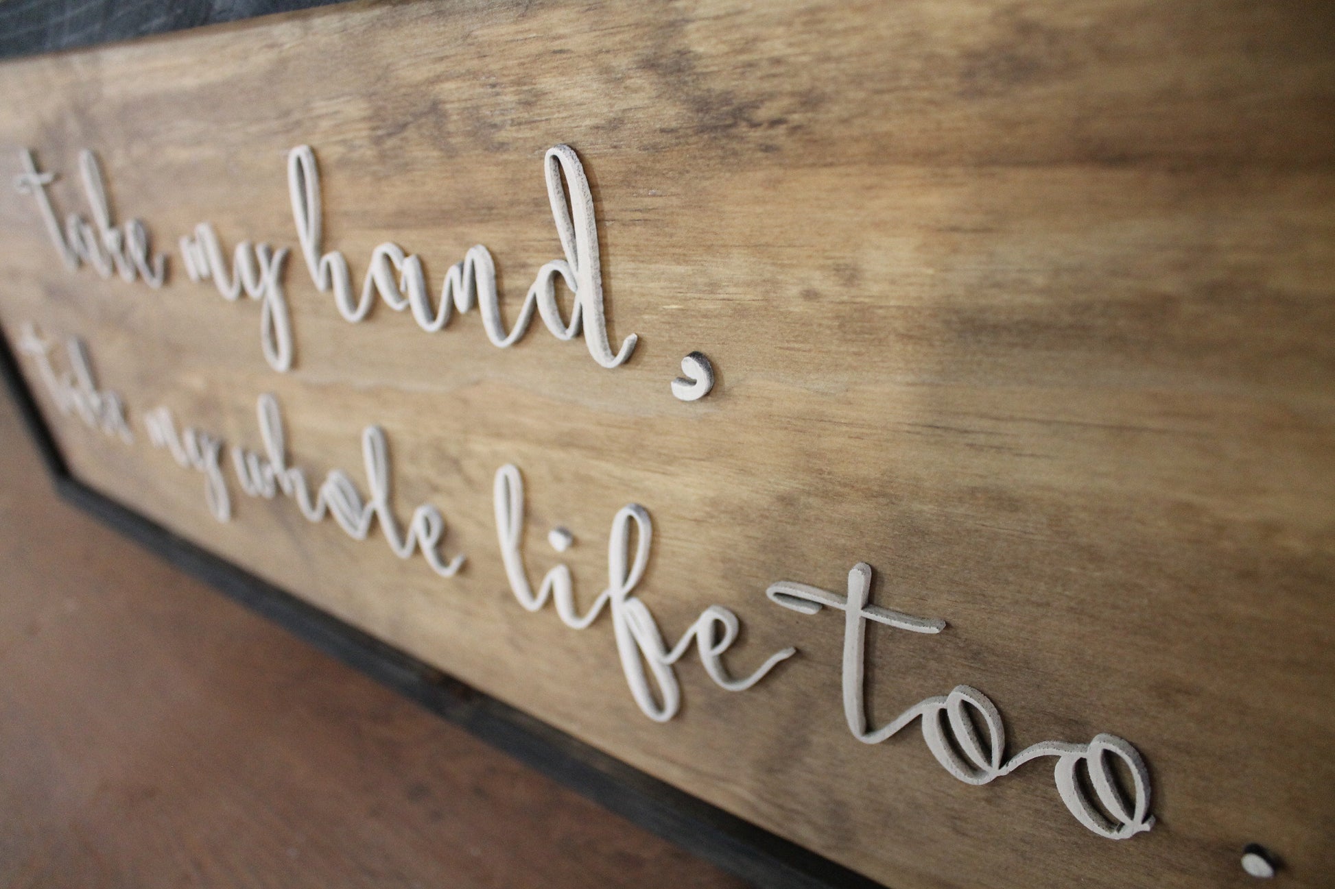 Take My Hand Sign Raised Text Wood Lord Song Lyrics Elvis Presley 3D Extra Large Framed Wood Sign Rustic Primitive Country Text Script
