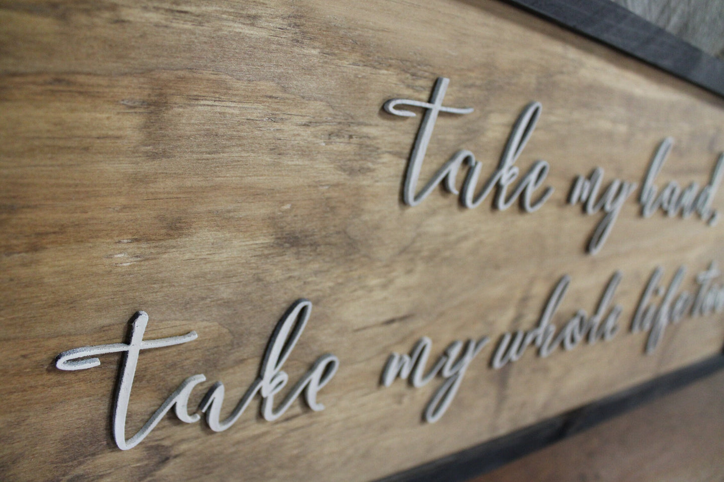 Take My Hand Sign Raised Text Wood Lord Song Lyrics Elvis Presley 3D Extra Large Framed Wood Sign Rustic Primitive Country Text Script