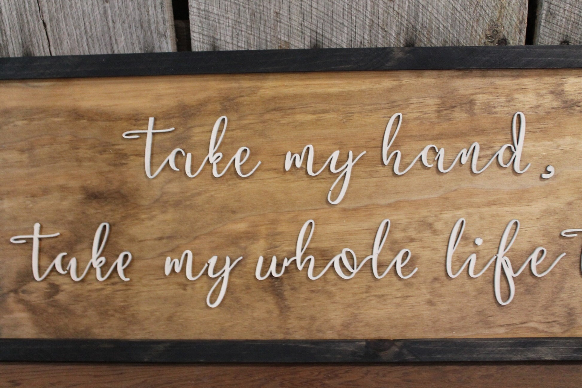 Take My Hand Sign Raised Text Wood Lord Song Lyrics Elvis Presley 3D Extra Large Framed Wood Sign Rustic Primitive Country Text Script