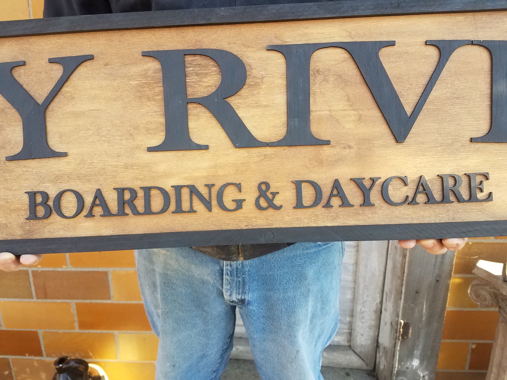 Large Custom Boarding Day Care Sign, Over-sized Rustic Business Logo, Wood, Laser Cut Out, 3D, Extra Large, Sign Footstepsinthepast