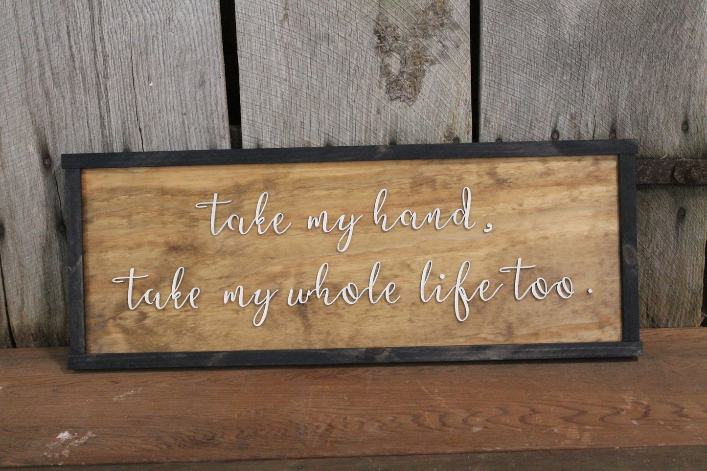Take My Hand Sign Raised Text Wood Lord Song Lyrics Elvis Presley 3D Extra Large Framed Wood Sign Rustic Primitive Country Text Script