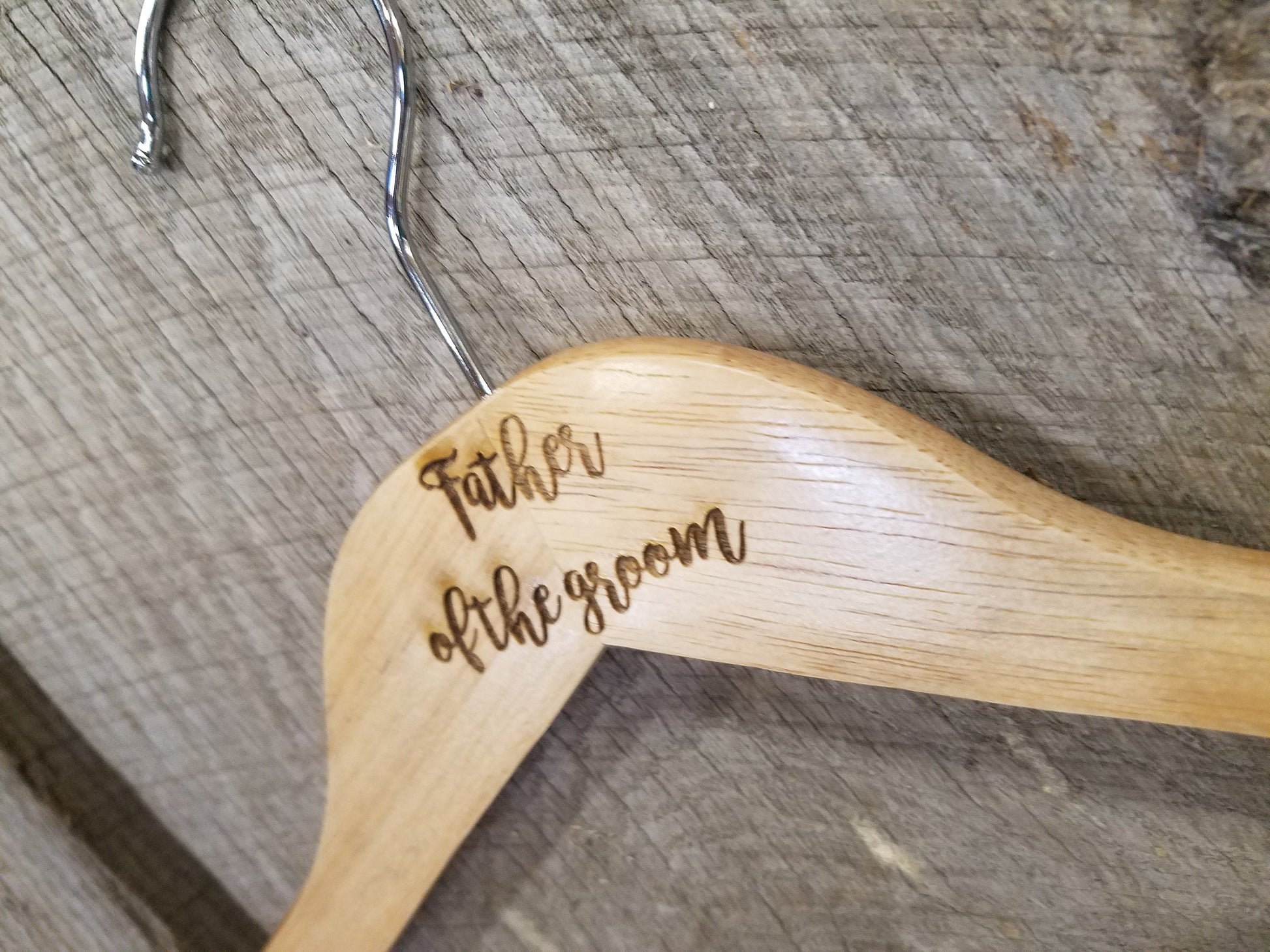Father of the Groom Gift Clothes Hanger Bridal Party Engraved Hard Wood Coat Sturdy Wedding Bromellow Personalized