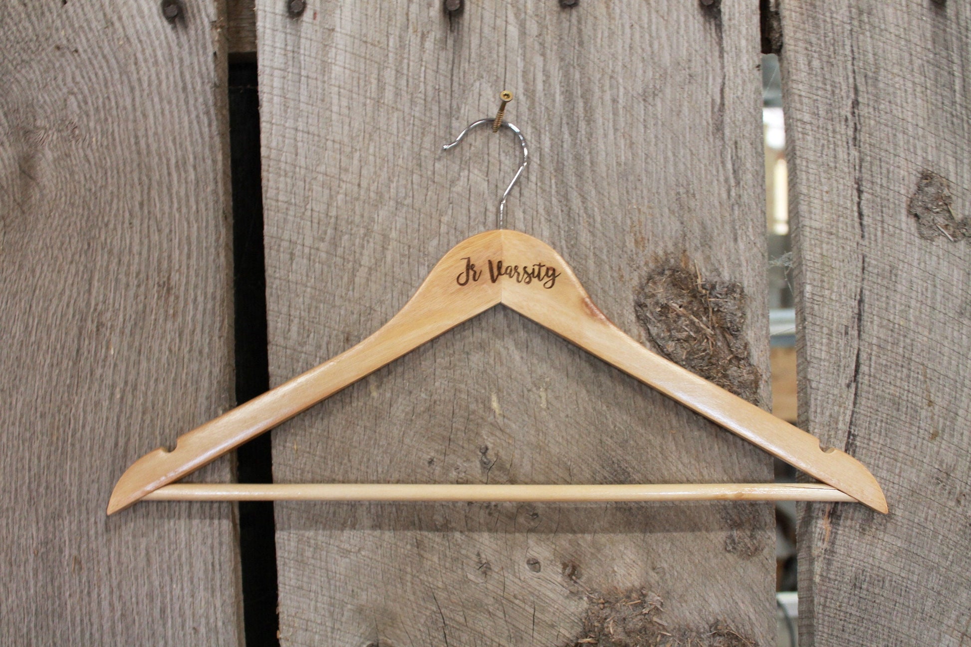 Jr Varsity Jacket Clothes Hanger Engraved Hard Wood Sturdy Ceremony Celebration Gift High School Letter