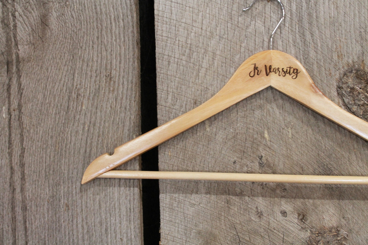 Jr Varsity Jacket Clothes Hanger Engraved Hard Wood Sturdy Ceremony Celebration Gift High School Letter