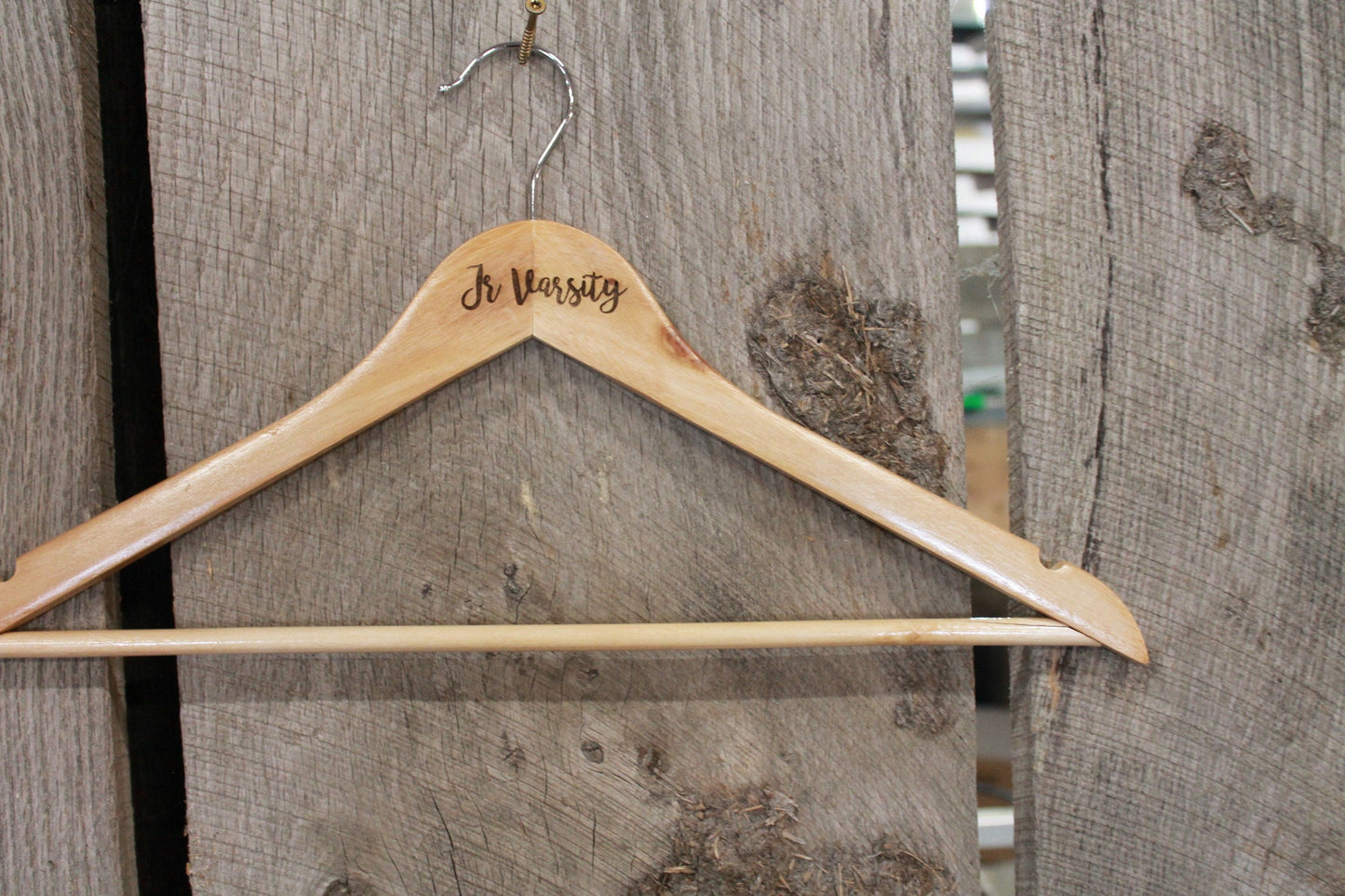 Jr Varsity Jacket Clothes Hanger Engraved Hard Wood Sturdy Ceremony Celebration Gift High School Letter