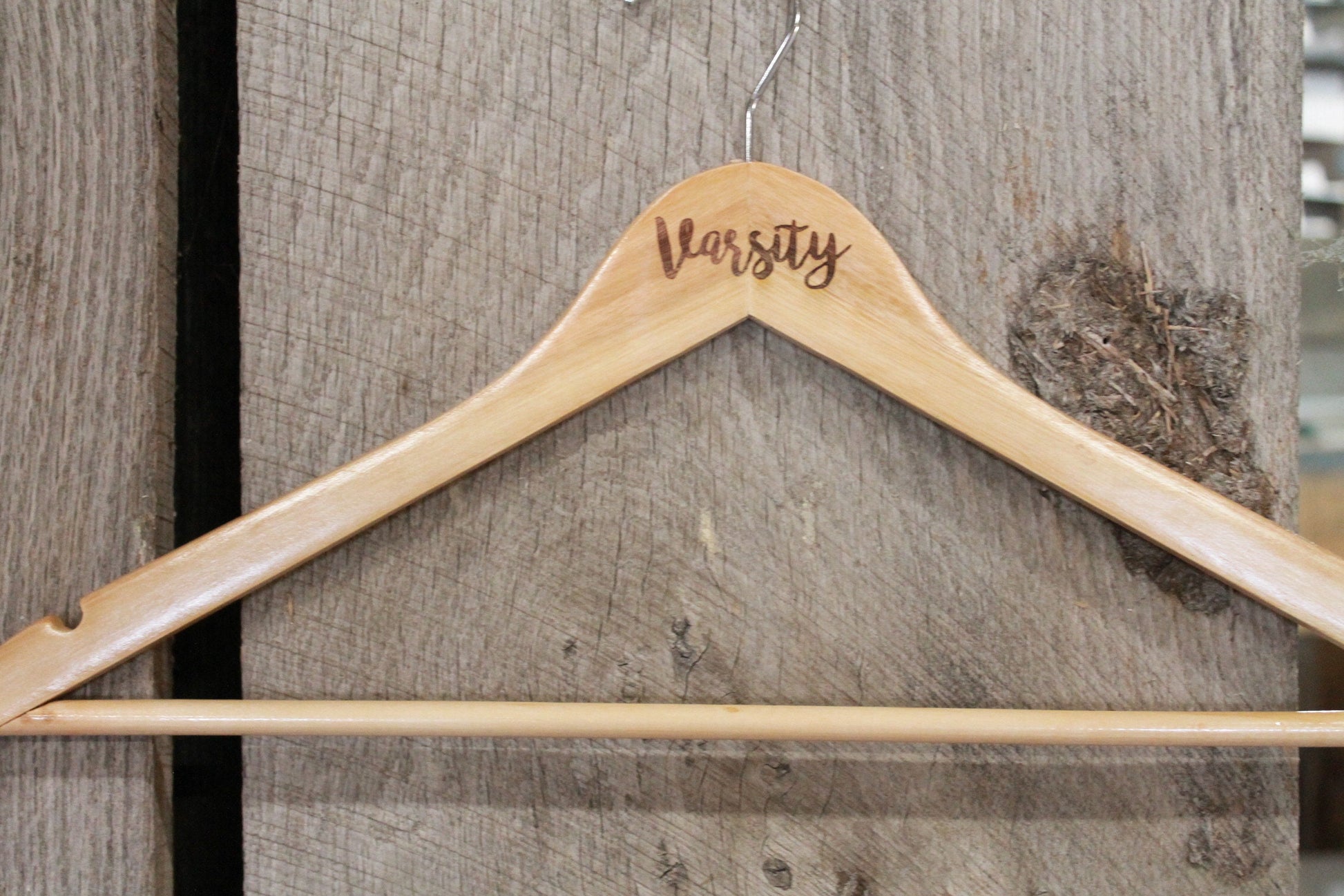Varsity Jacket Clothes Hanger Engraved Hard Wood Sturdy Ceremony Celebration Gift High School Letter
