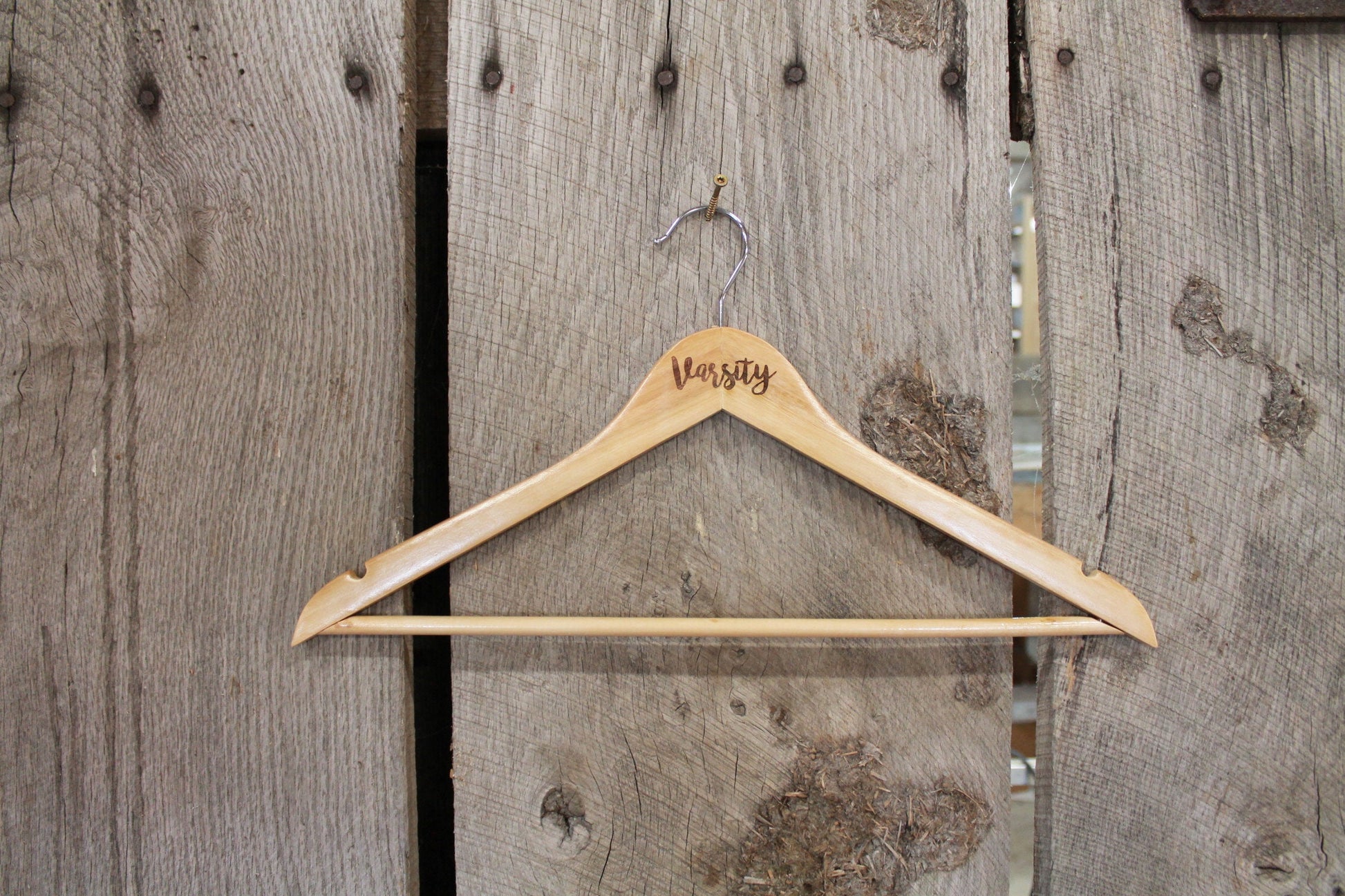 Varsity Jacket Clothes Hanger Engraved Hard Wood Sturdy Ceremony Celebration Gift High School Letter