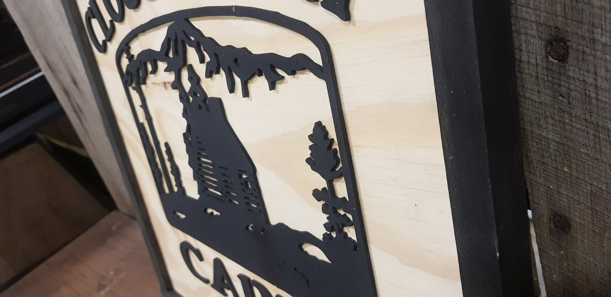 Large Custom Cabin Ranch Sign, Square, Over-sized Rustic Business Logo, Wood, Laser Cut Out, 3D, Extra Large, Sign Footstepsinthepast