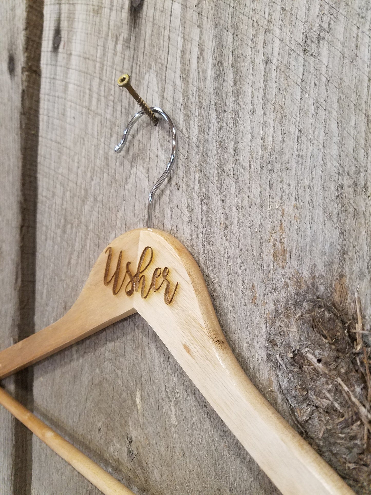 Usher Attendant Bridal Party Engraved Hard Wood Hanger Clothes Coat Sturdy Gift Wedding Bromellow Personalized