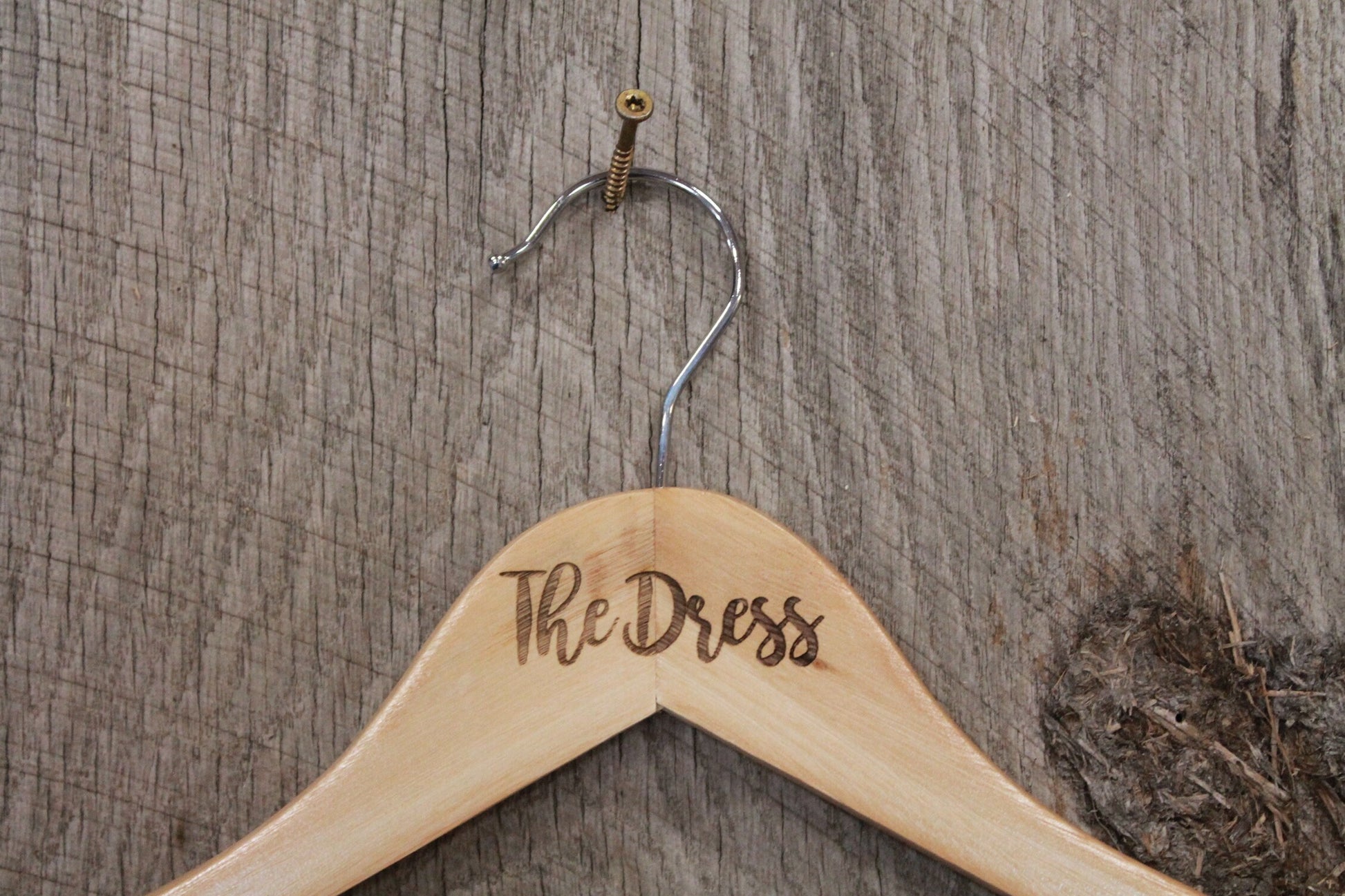 The Dress Clothes Hanger Engraved Bride Wedding Bridal Gown Hard Wood Sturdy Ceremony Celebration Gift