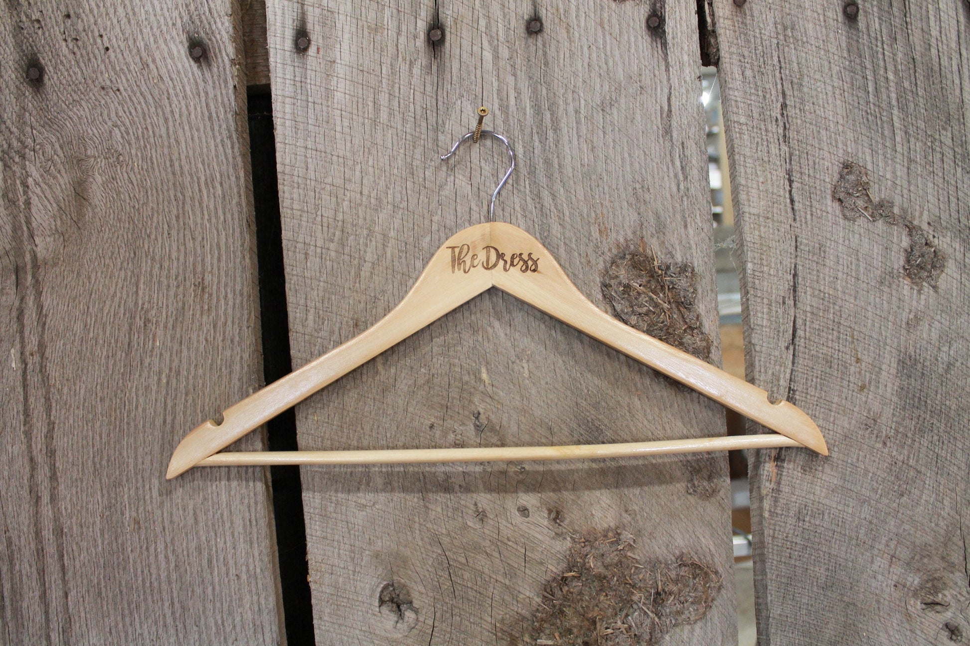 The Dress Clothes Hanger Engraved Bride Wedding Bridal Gown Hard Wood Sturdy Ceremony Celebration Gift