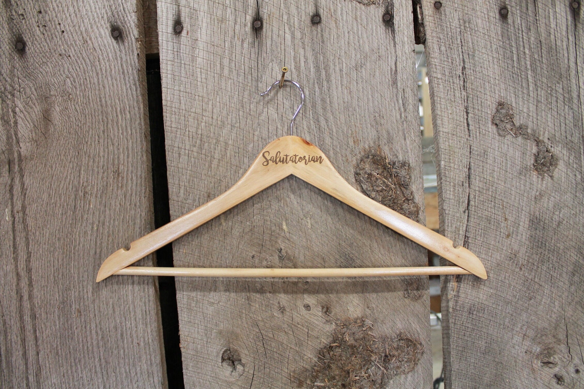 Salutatorian Gown Dress Suit Clothes Hanger Engraved Hard Wood Sturdy Ceremony Celebration Gift
