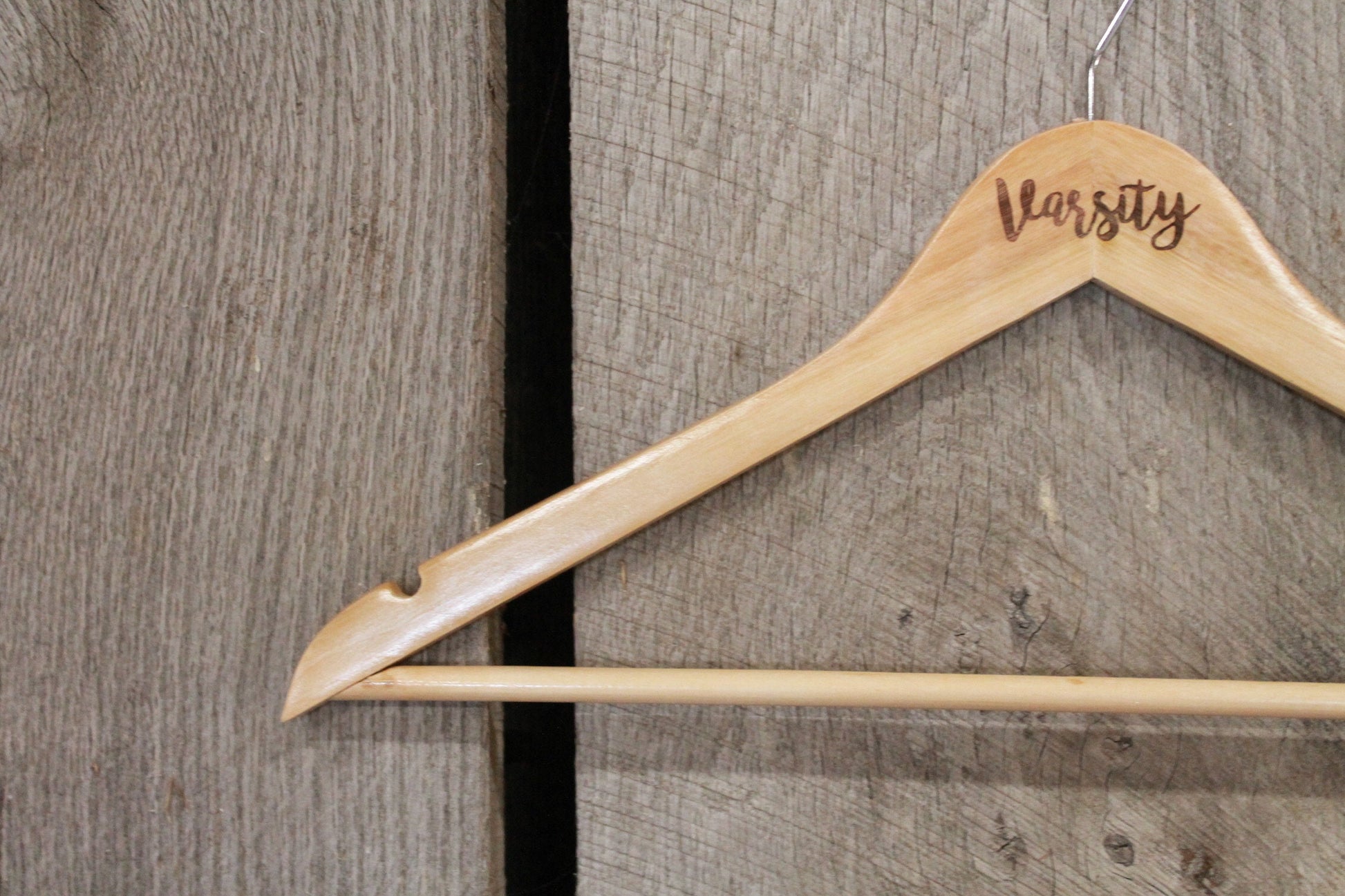 Varsity Jacket Clothes Hanger Engraved Hard Wood Sturdy Ceremony Celebration Gift High School Letter
