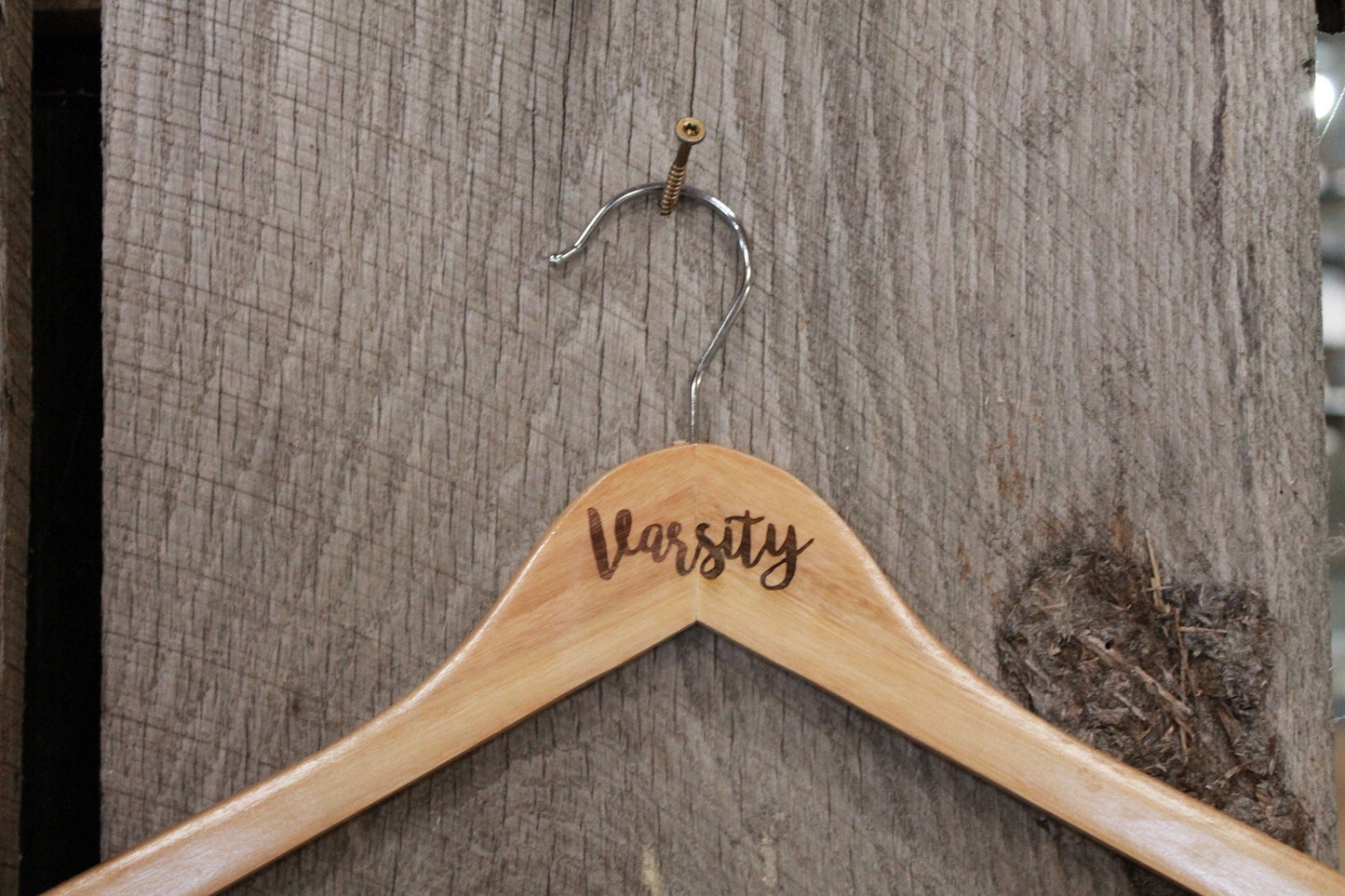 Varsity Jacket Clothes Hanger Engraved Hard Wood Sturdy Ceremony Celebration Gift High School Letter