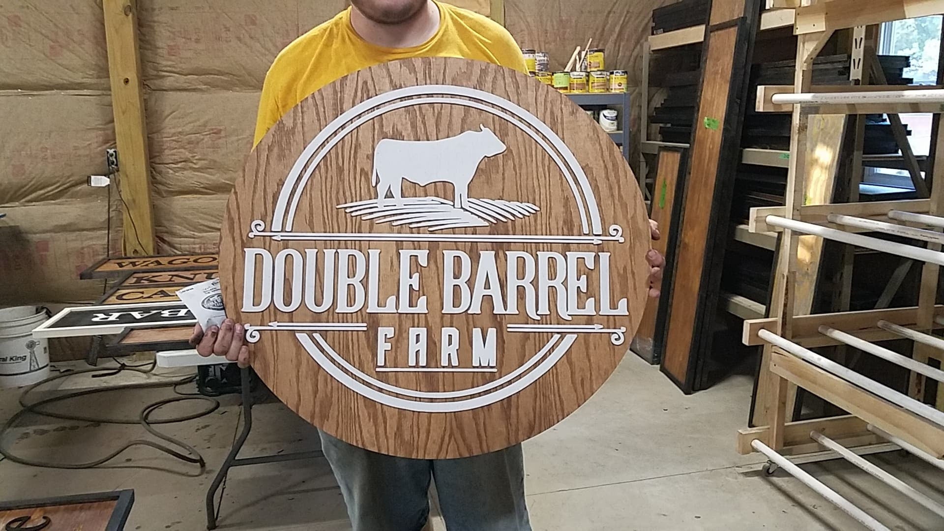 large wood custom farm sign round ranch signage indoor outdoor can be hanging