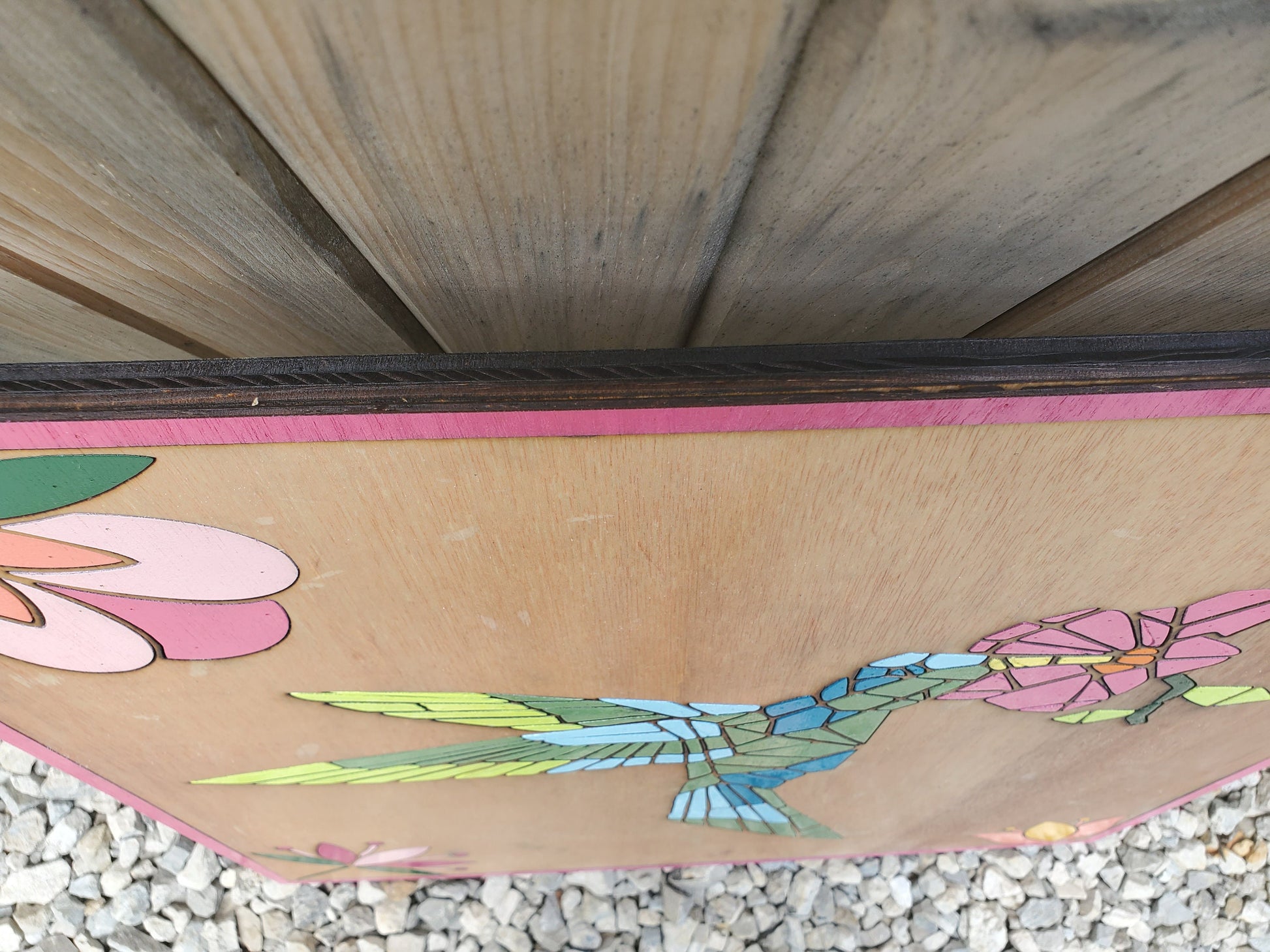 Hummingbird, Bird, Barn Quilt, Tulip, Flower, Floral, Wood, Barn Decor, Vintage, Rustic, Mosaic, Handmade, Primitive, Laser Cut Out