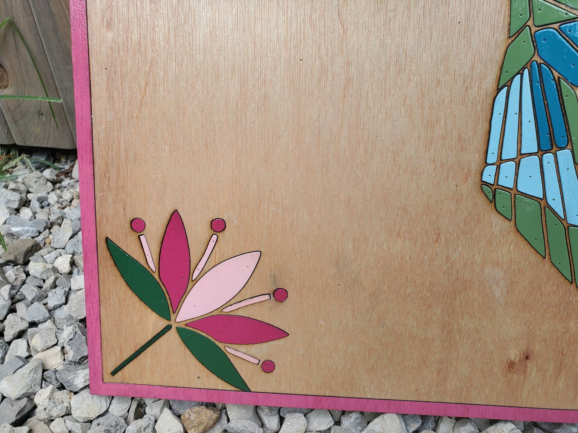 Hummingbird, Bird, Barn Quilt, Tulip, Flower, Floral, Wood, Barn Decor, Vintage, Rustic, Mosaic, Handmade, Primitive, Laser Cut Out