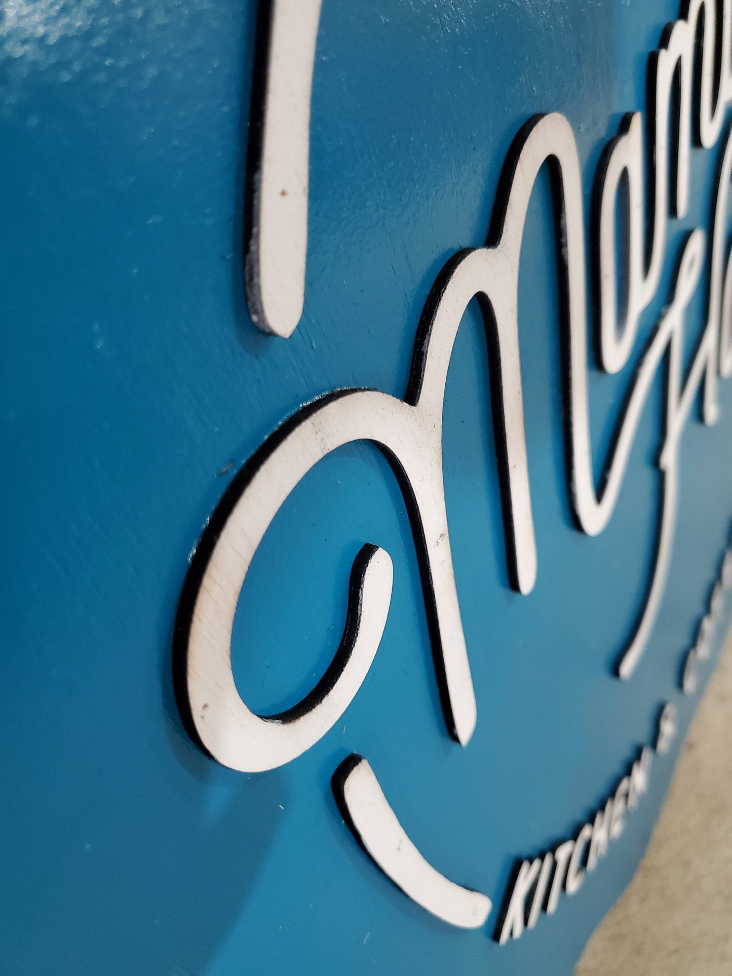 Large Bottle Cap Round Scalloped Mamas Kitchen Coffee Sign Business Sign Commercial Signage 3D Raised Text Your Logo XL Made to Order