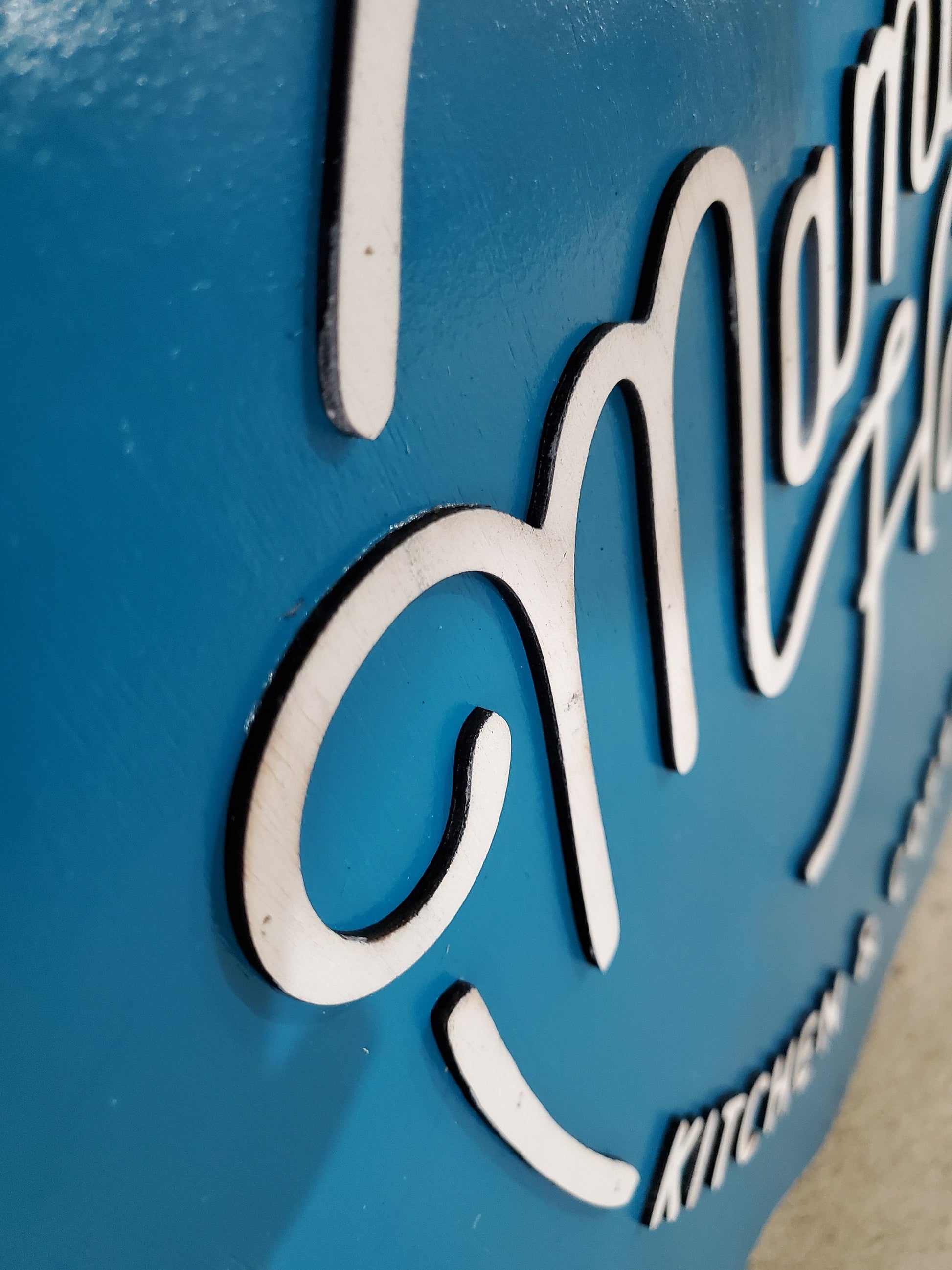 Large Bottle Cap Round Scalloped Mamas Kitchen Coffee Sign Business Sign Commercial Signage 3D Raised Text Your Logo XL Made to Order