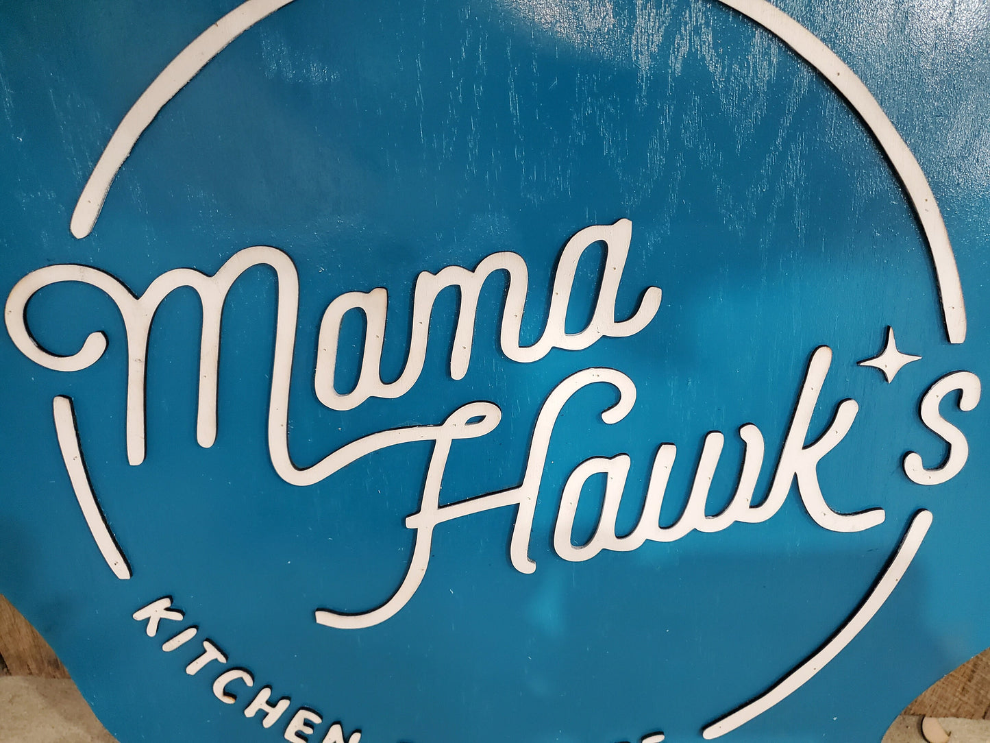 Large Bottle Cap Round Scalloped Mamas Kitchen Coffee Sign Business Sign Commercial Signage 3D Raised Text Your Logo XL Made to Order