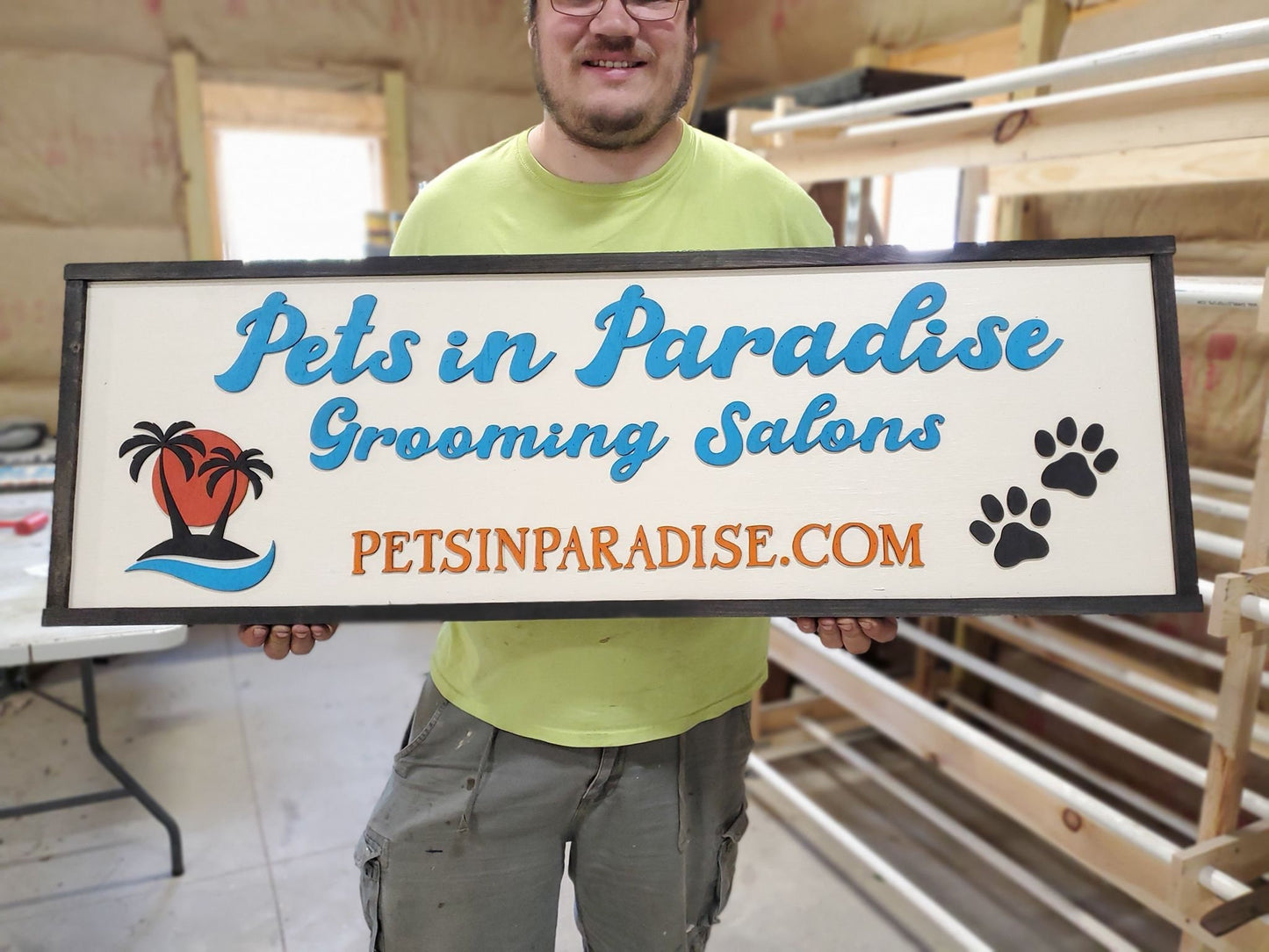 Custom Handmade Wood Sign Hanging Square Rectangle Framed sign for your Office Business Shop or Store Personalized