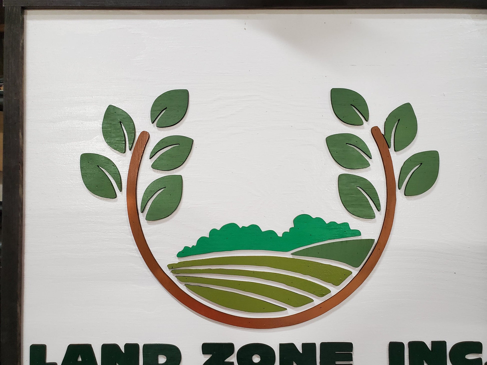 Land Management Real Estate Custom Business Logo Square Over-sized Rustic Wood Laser Cut Out 3D Extra Large Sign