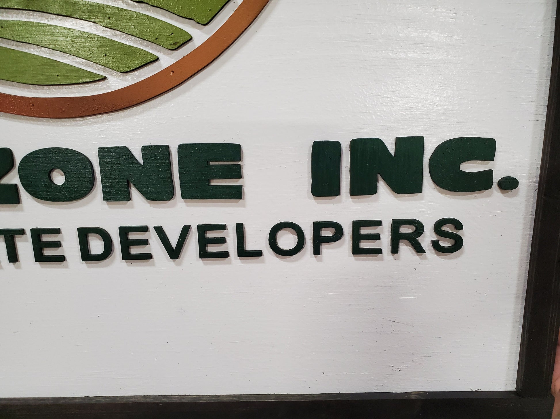 Land Management Real Estate Custom Business Logo Square Over-sized Rustic Wood Laser Cut Out 3D Extra Large Sign