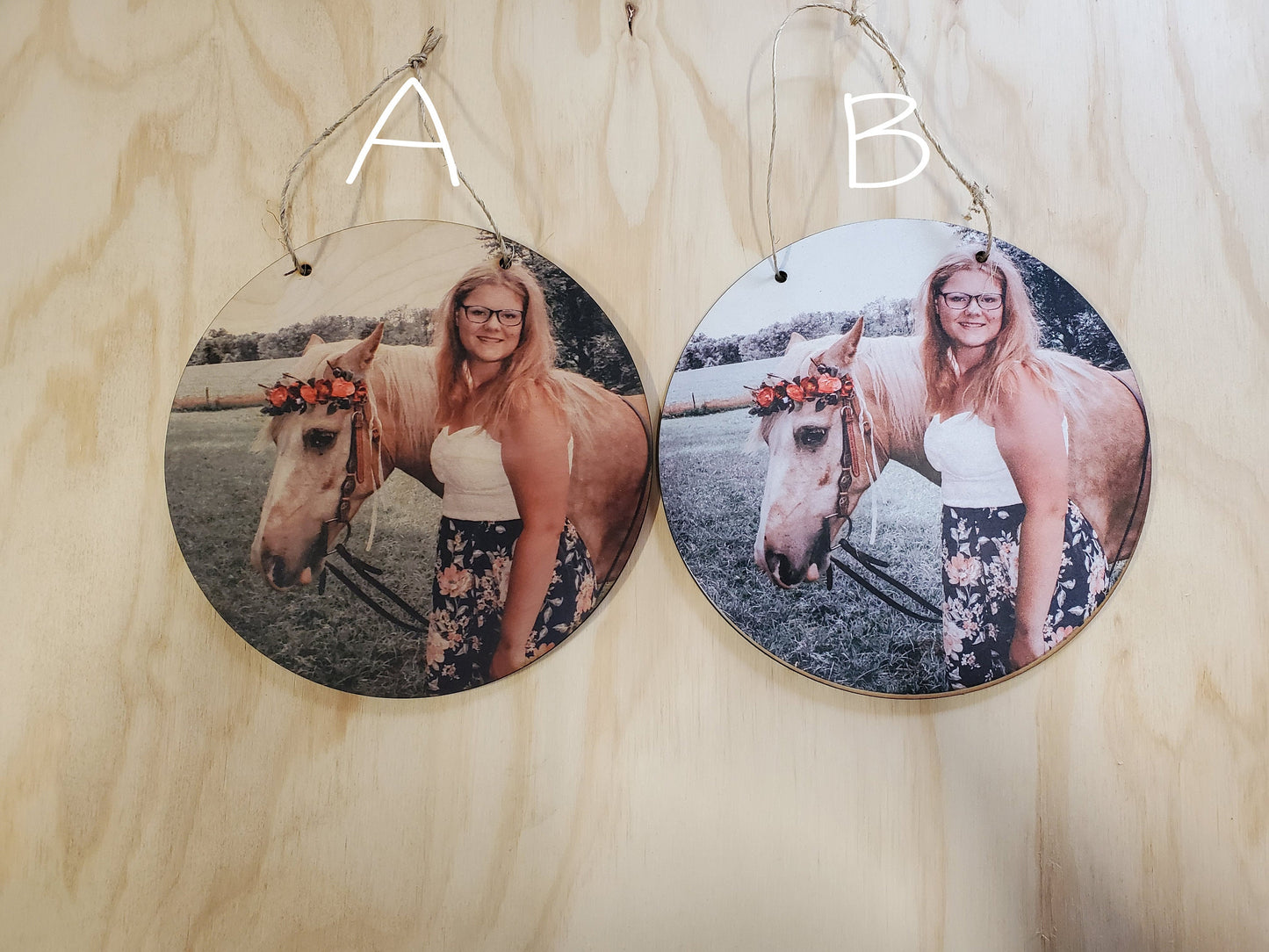 Photo on Wood Round Circle Custom Your Photo Printed Large Rustic Personalized Custom Gift Idea Wood Print Wood Photo Home Decor USA