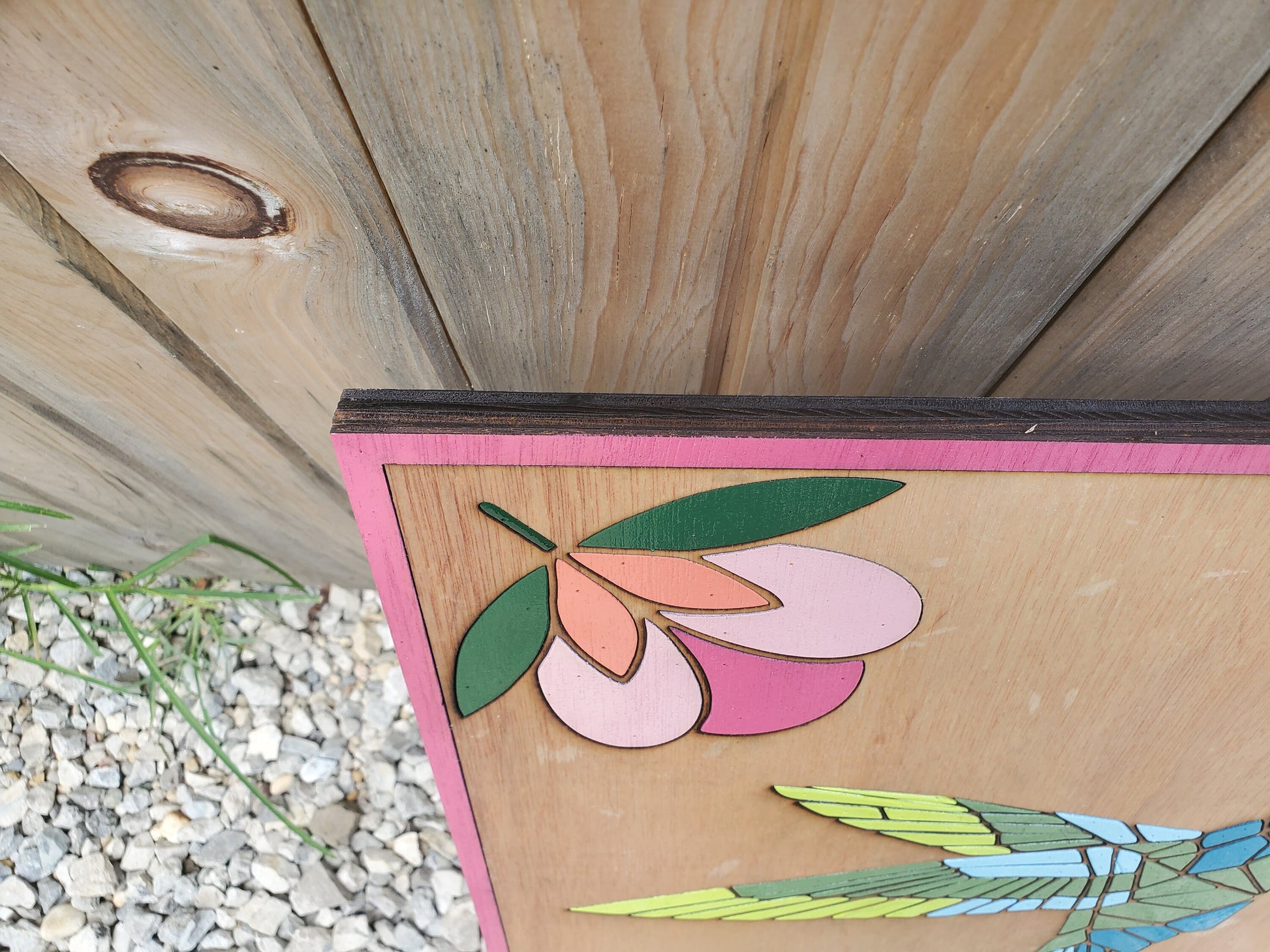 Hummingbird, Bird, Barn Quilt, Tulip, Flower, Floral, Wood, Barn Decor, Vintage, Rustic, Mosaic, Handmade, Primitive, Laser Cut Out