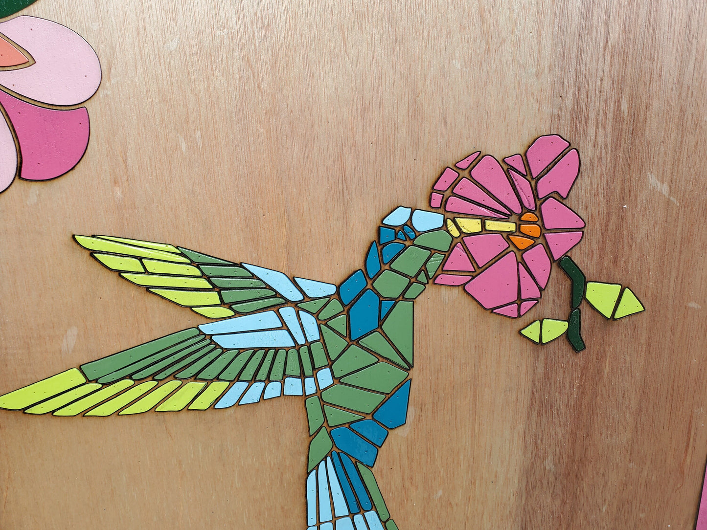 Hummingbird, Bird, Barn Quilt, Tulip, Flower, Floral, Wood, Barn Decor, Vintage, Rustic, Mosaic, Handmade, Primitive, Laser Cut Out